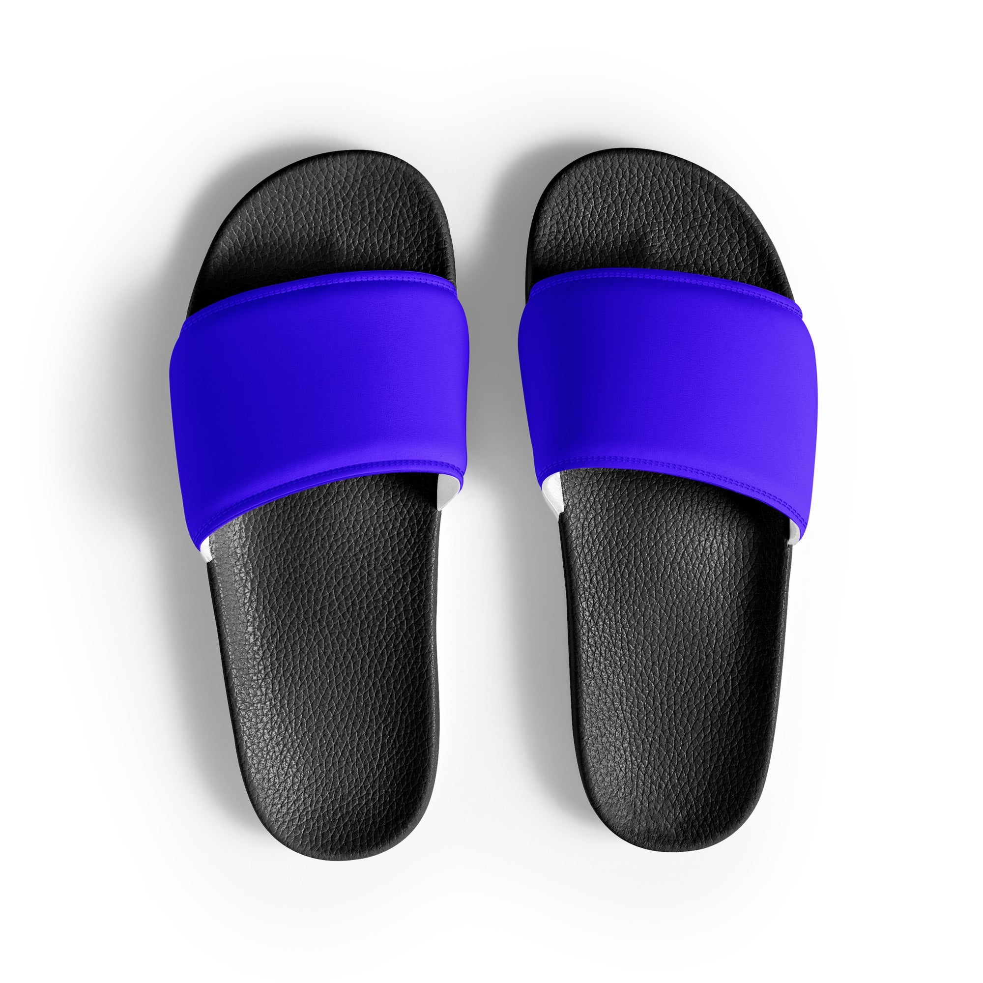 Indigo Blue Color Men's Slides by Visual Verse - Image 1