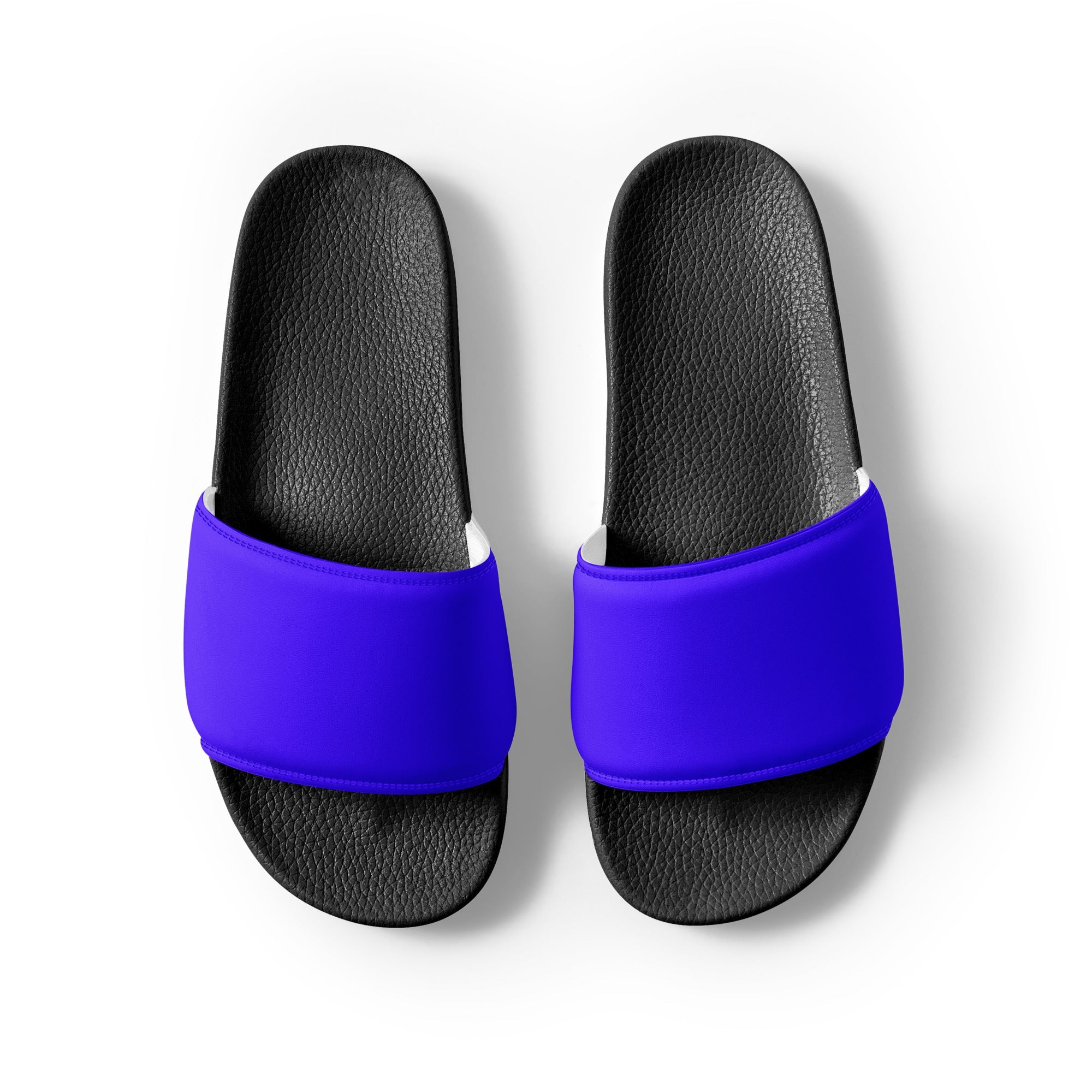 Indigo Blue Color Men's Slides by Visual Verse - Image 2