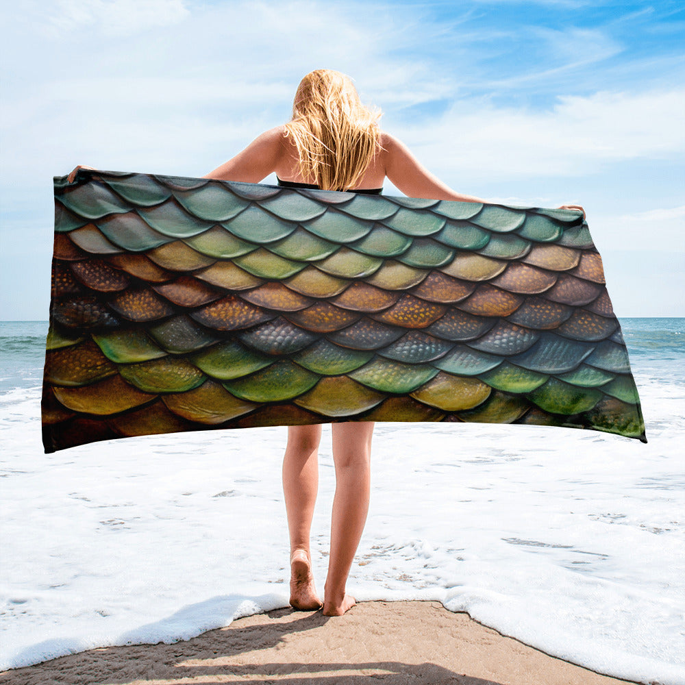 Intricate Anaconda Scale Beach Towel by Visual Verse - Image 2