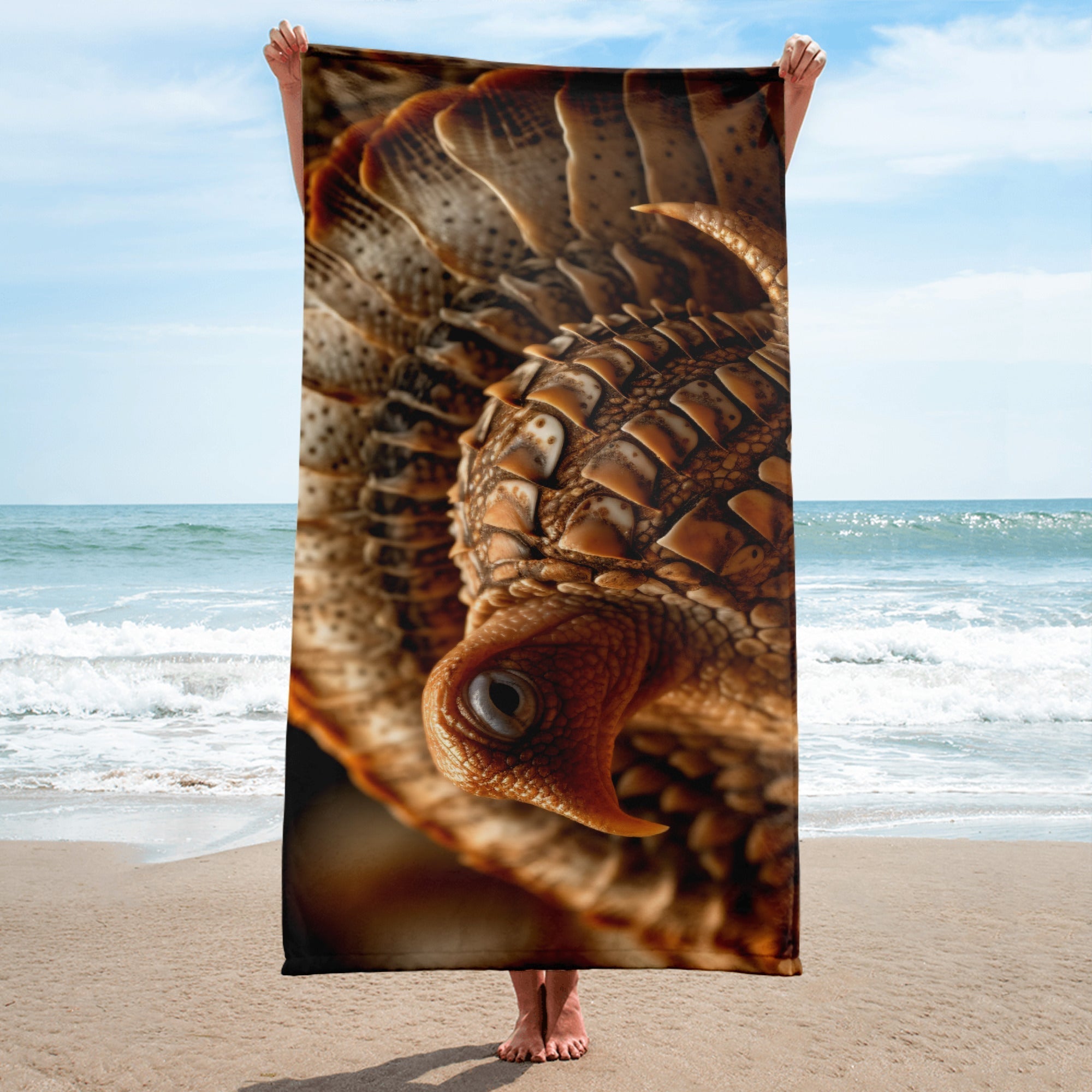 Intricate Armadillo Shell Beach Towel by Visual Verse - Image 1