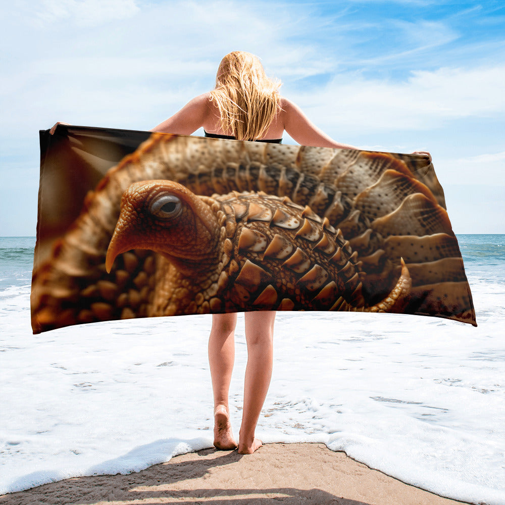 Intricate Armadillo Shell Beach Towel by Visual Verse - Image 2