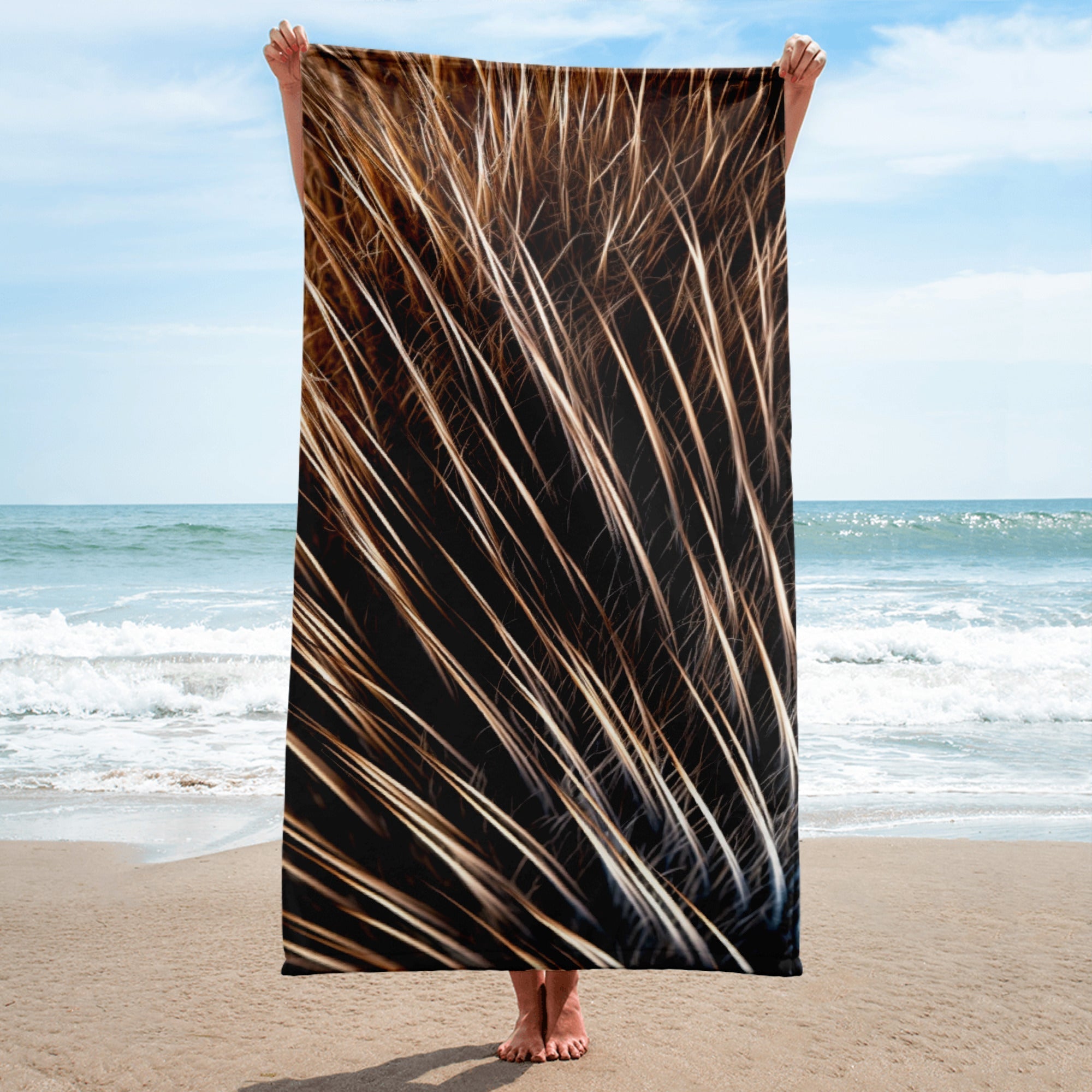 Intricate Beaver Fur Beach Towel by Visual Verse - Image 1