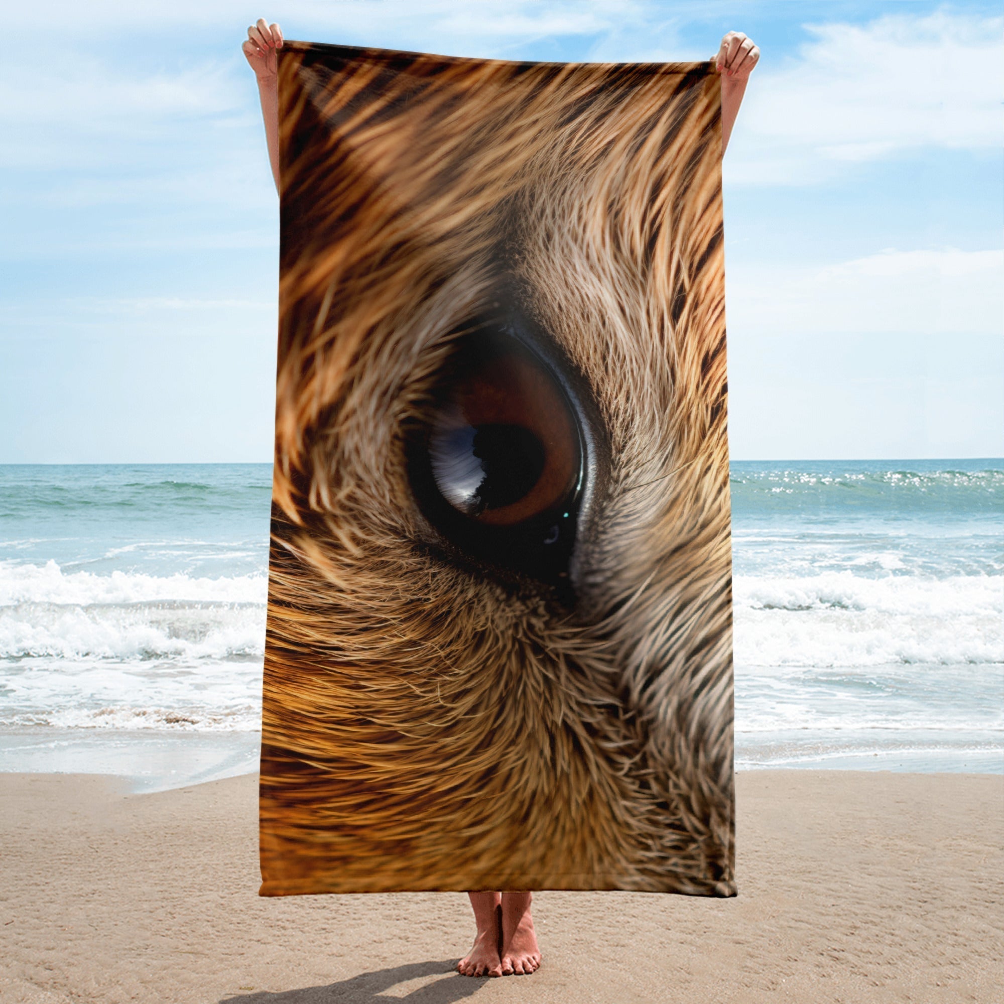 Intricate Capybara Fur Beach Towel by Visual Verse - Image 1