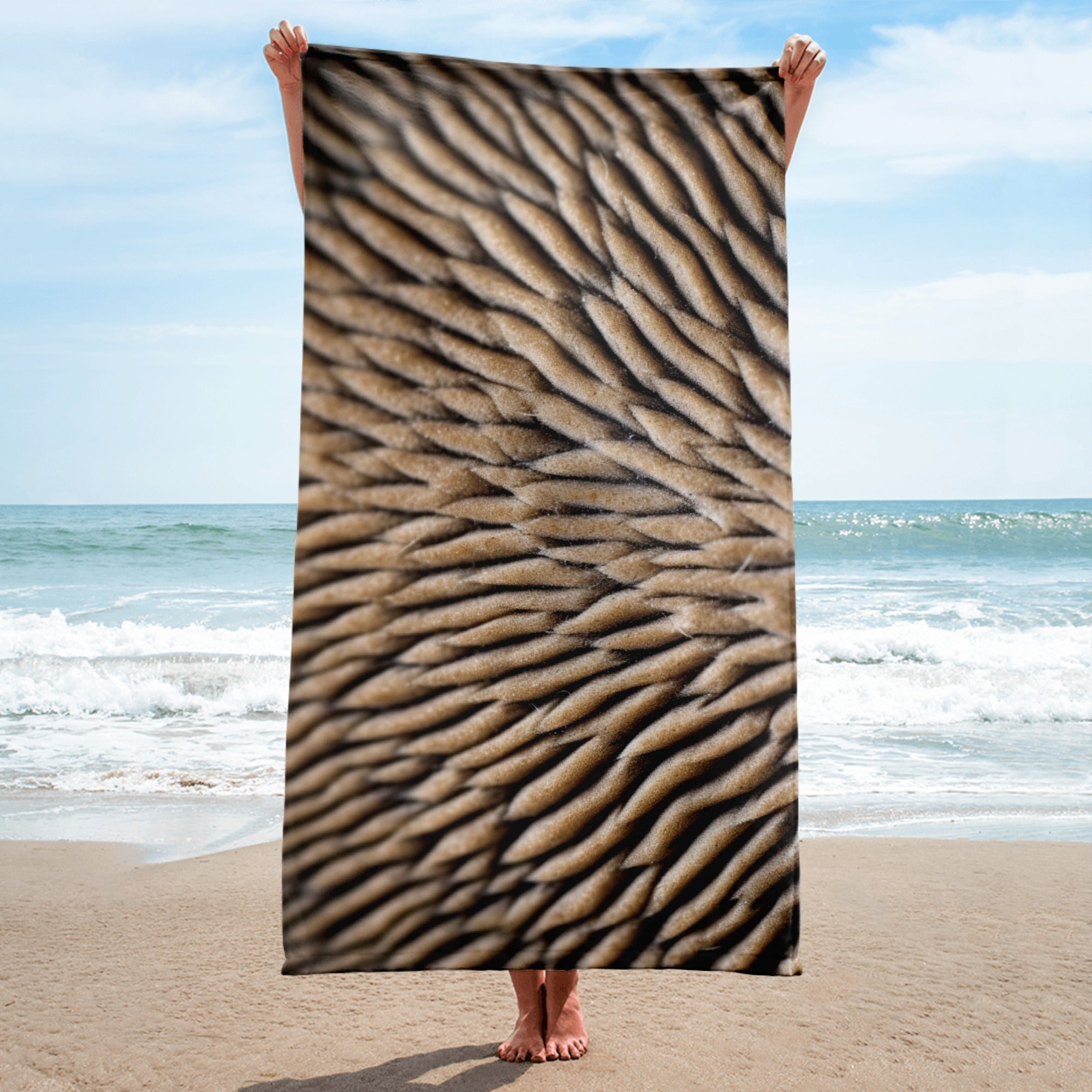 Intricate Cat Paw Beach Towel by Visual Verse - Image 1