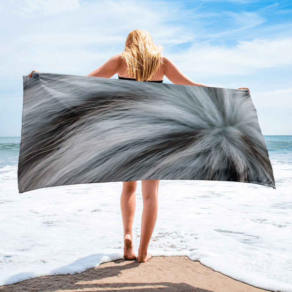 Intricate Chinchilla Fur Beach Towel by Visual Verse - Image 2