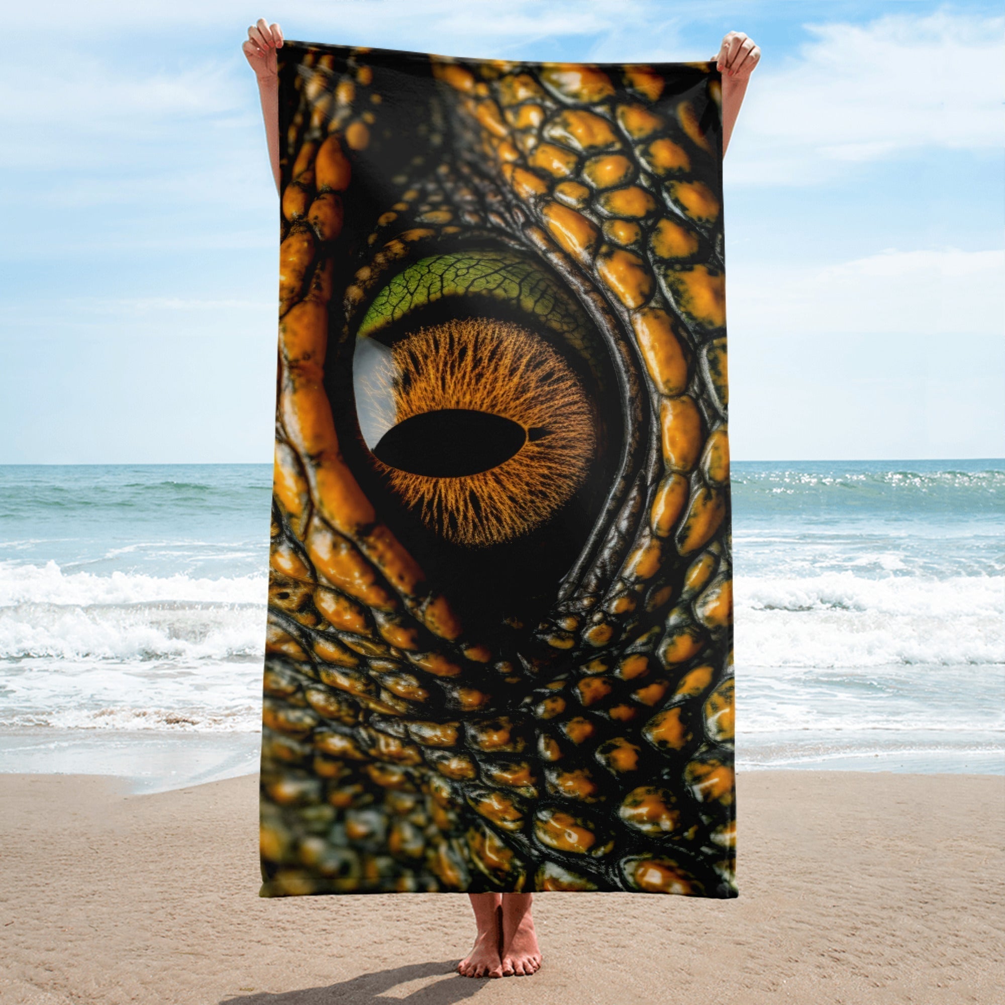 Intricate Crocodile Skin Beach Towel by Visual Verse - Image 1