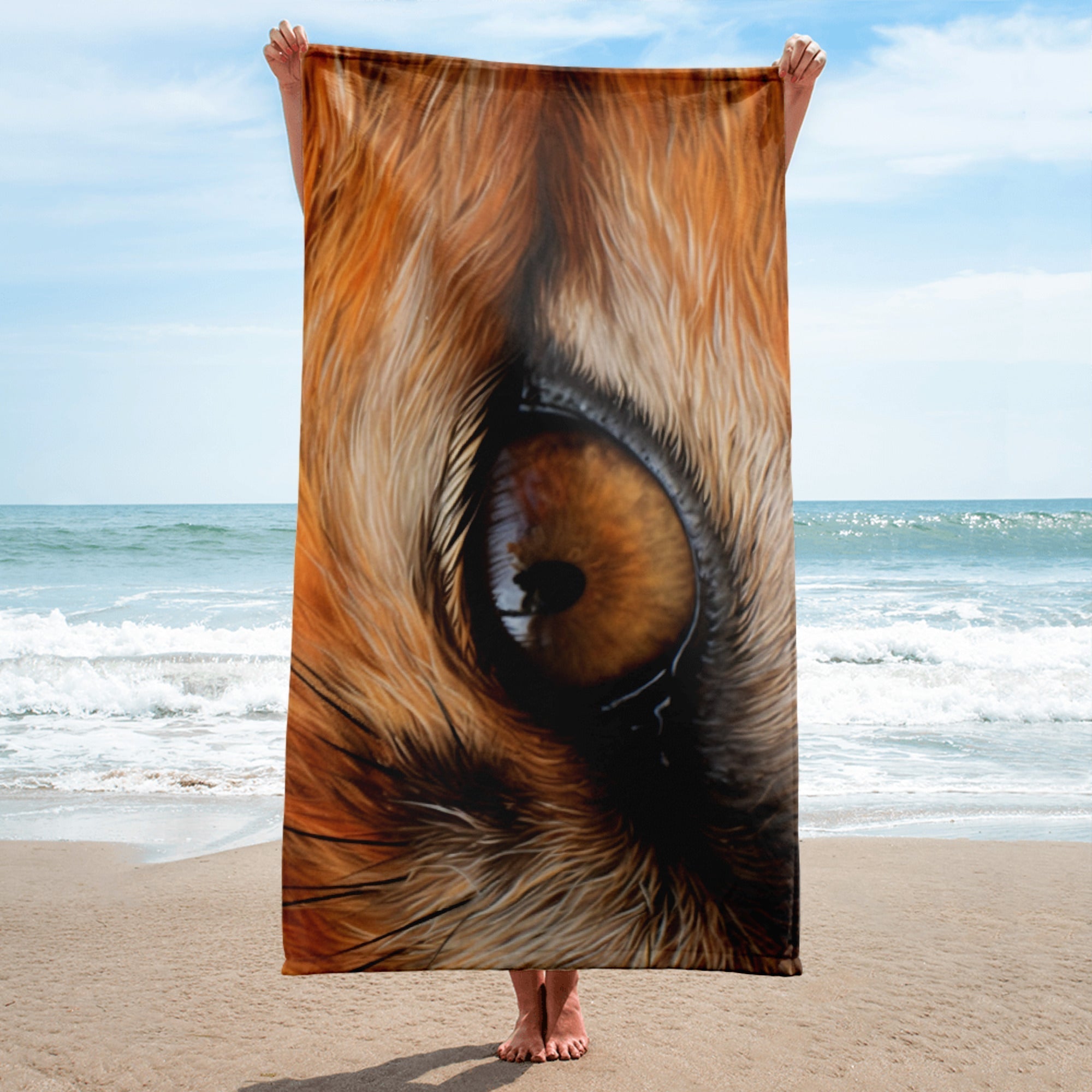 Intricate Deer Fur Beach Towel by Visual Verse - Image 1