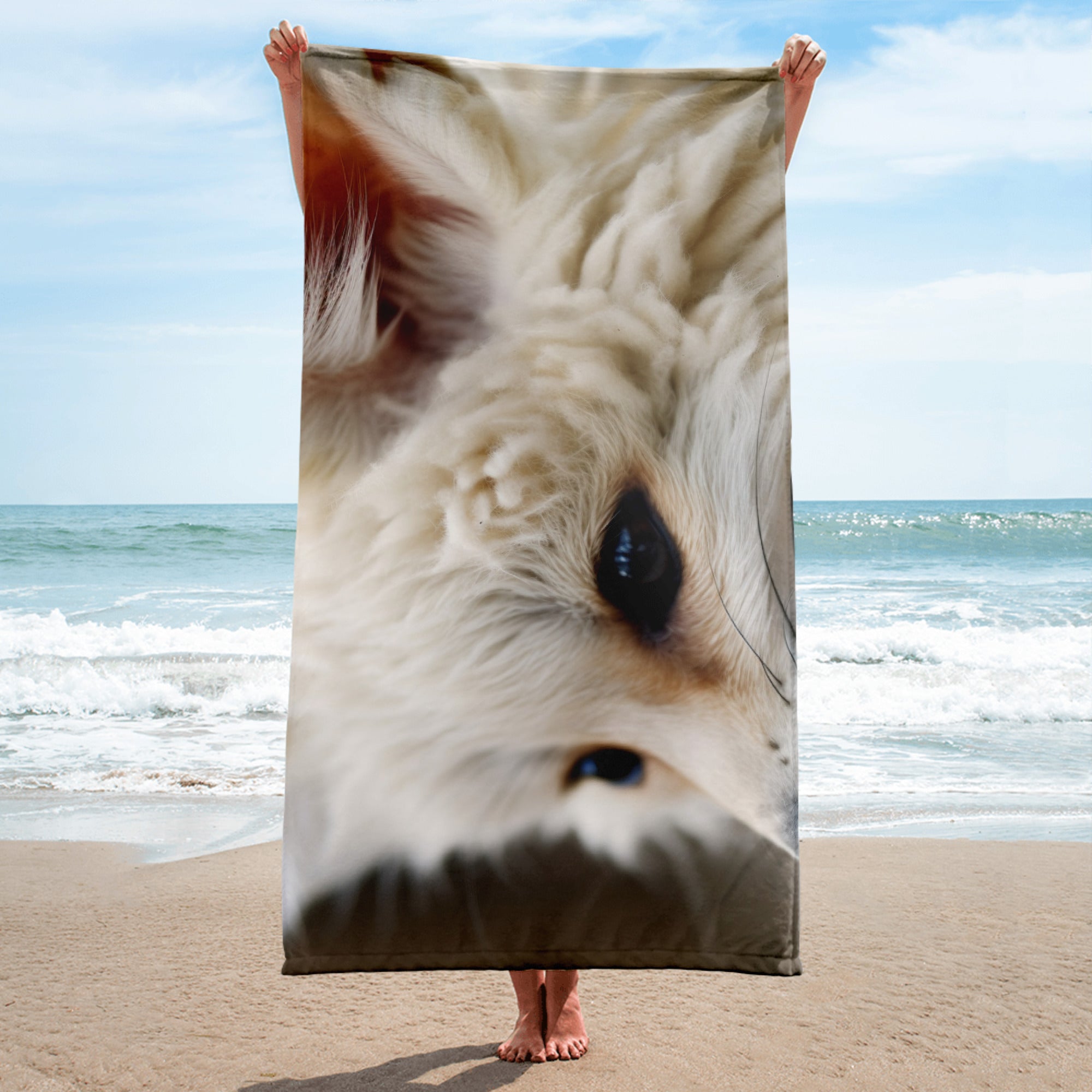 Intricate Fennec Fox Ear Beach Towel by Visual Verse - Image 1