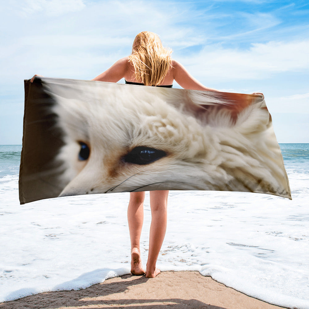 Intricate Fennec Fox Ear Beach Towel by Visual Verse - Image 2