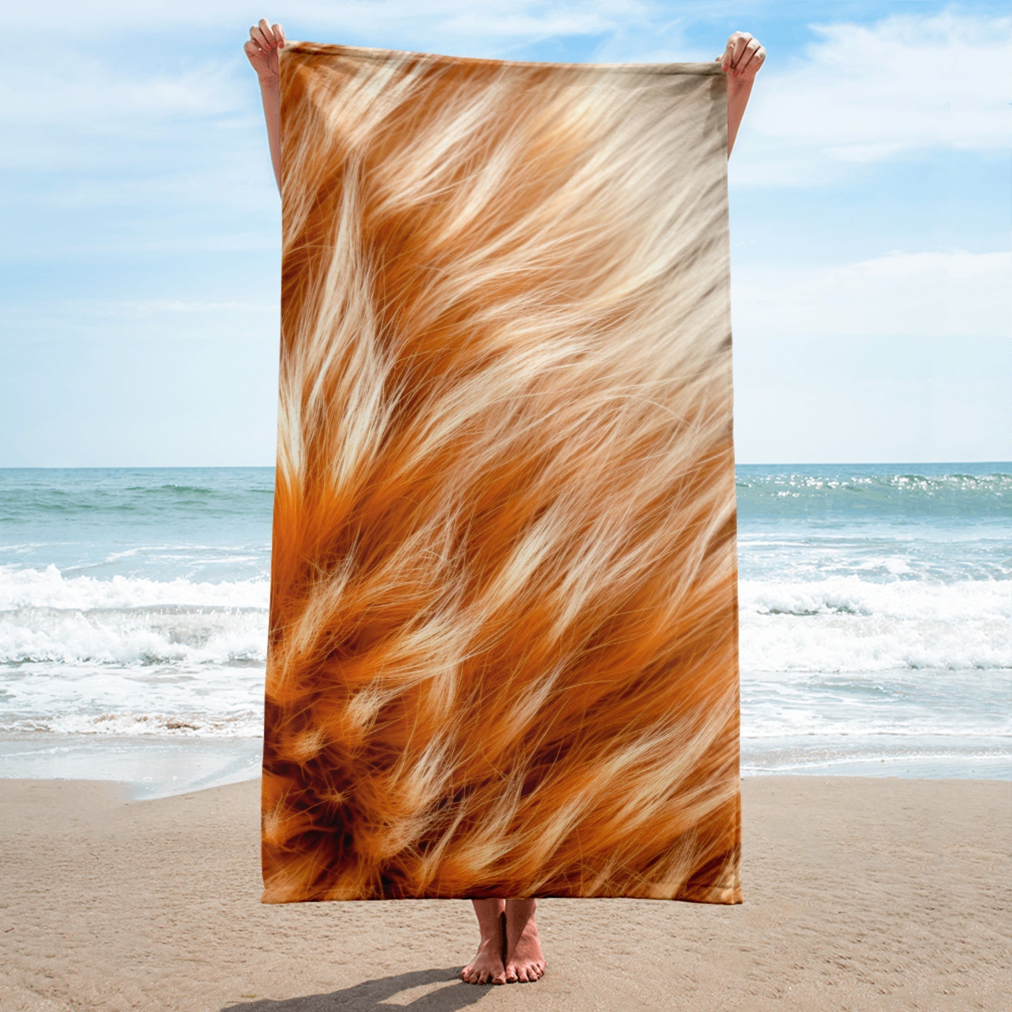 Intricate Fox Fur Beach Towel by Visual Verse - Image 1