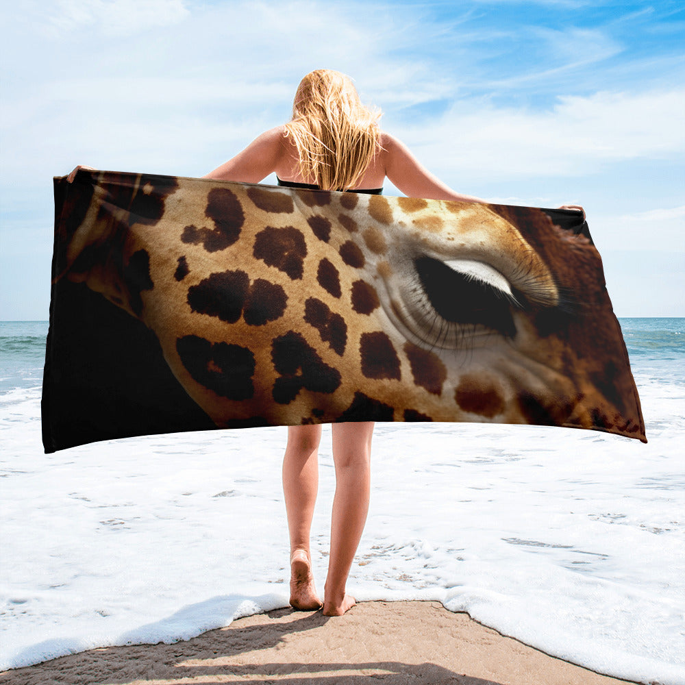 Intricate Giraffe Spots Beach Towel by Visual Verse - Image 2