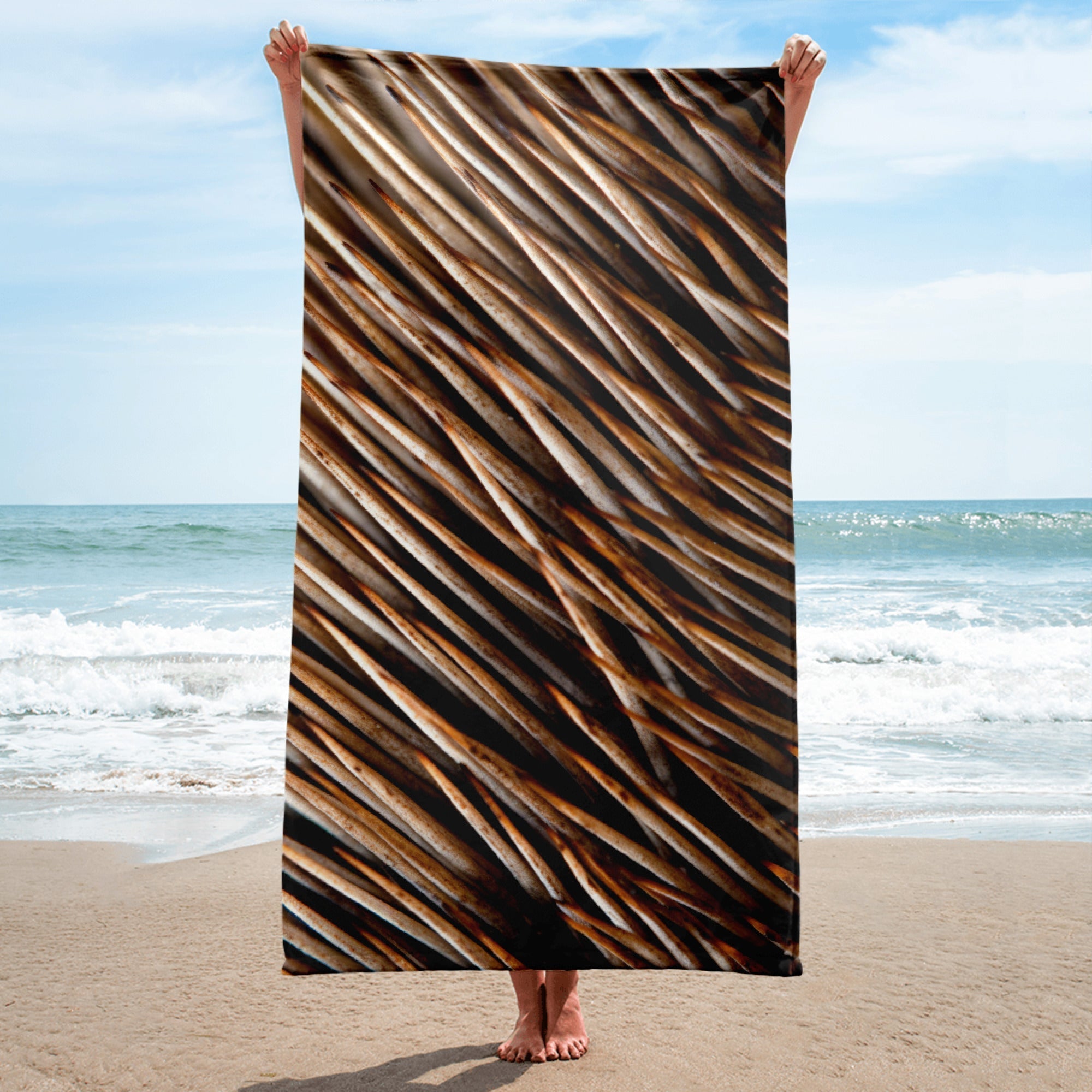 Intricate Hedgehog Quills Beach Towel by Visual Verse - Image 1