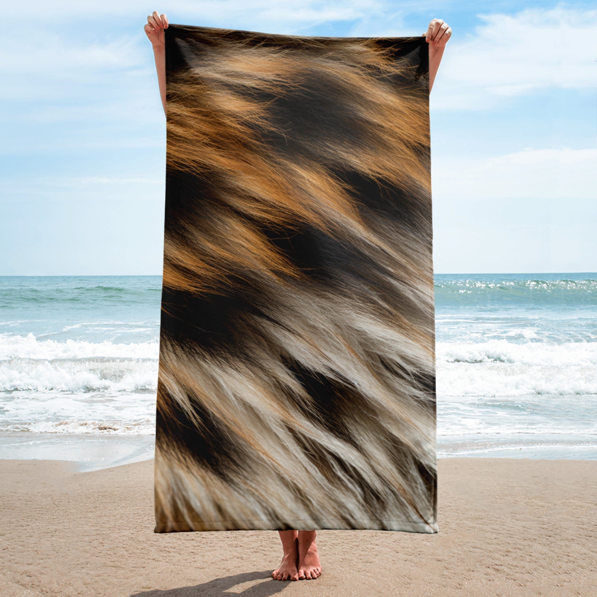 Intricate Hyena Fur Beach Towel by Visual Verse - Image 1