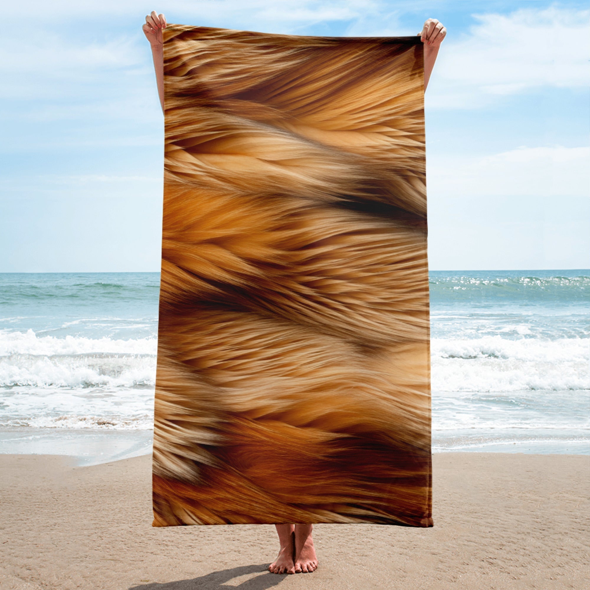 Intricate Kangaroo Hair Beach Towel by Visual Verse - Image 1