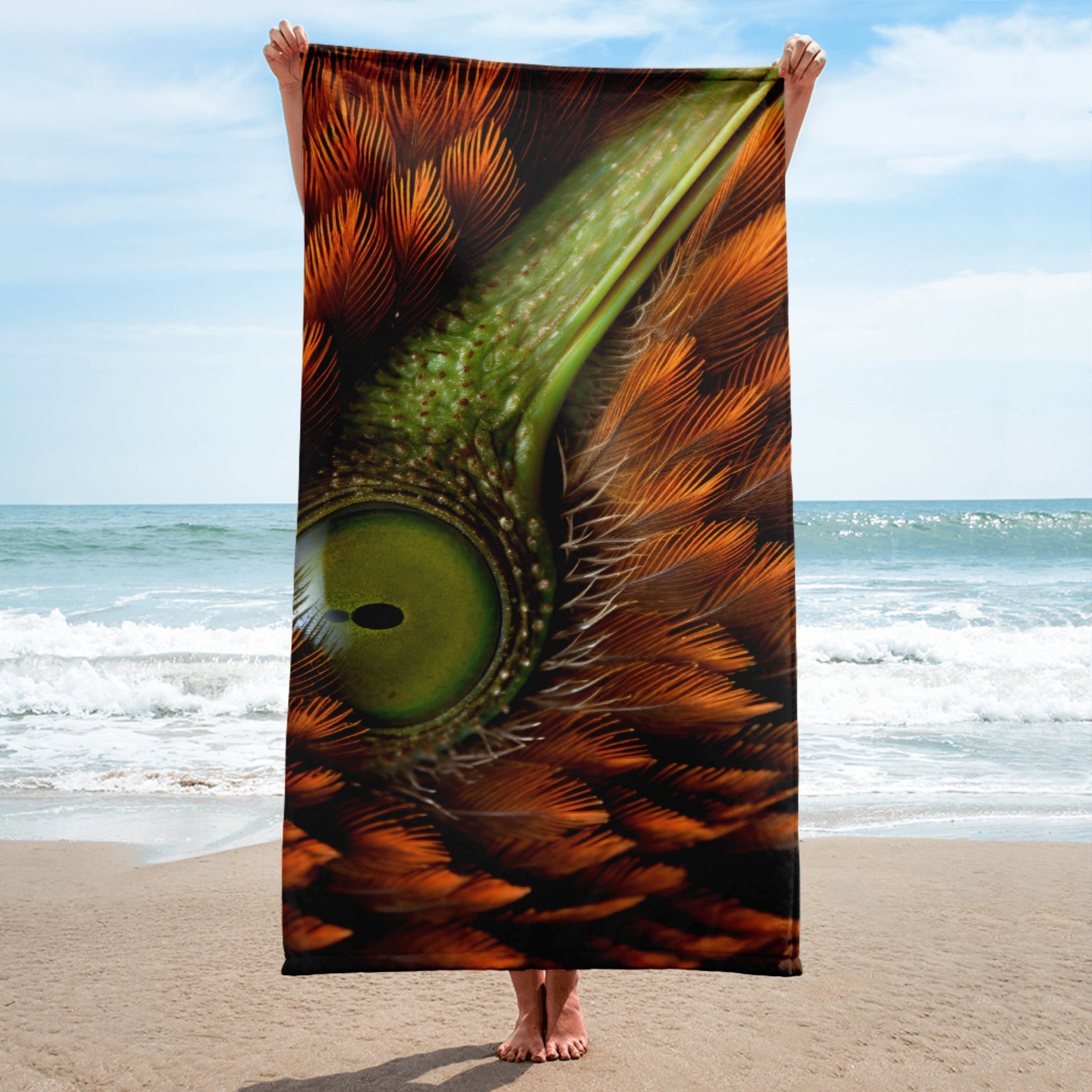 Intricate Kiwi Skin Beach Towel by Visual Verse - Image 1