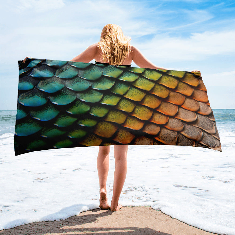 Intricate Komodo Dragon Scale Beach Towel by Visual Verse - Image 2