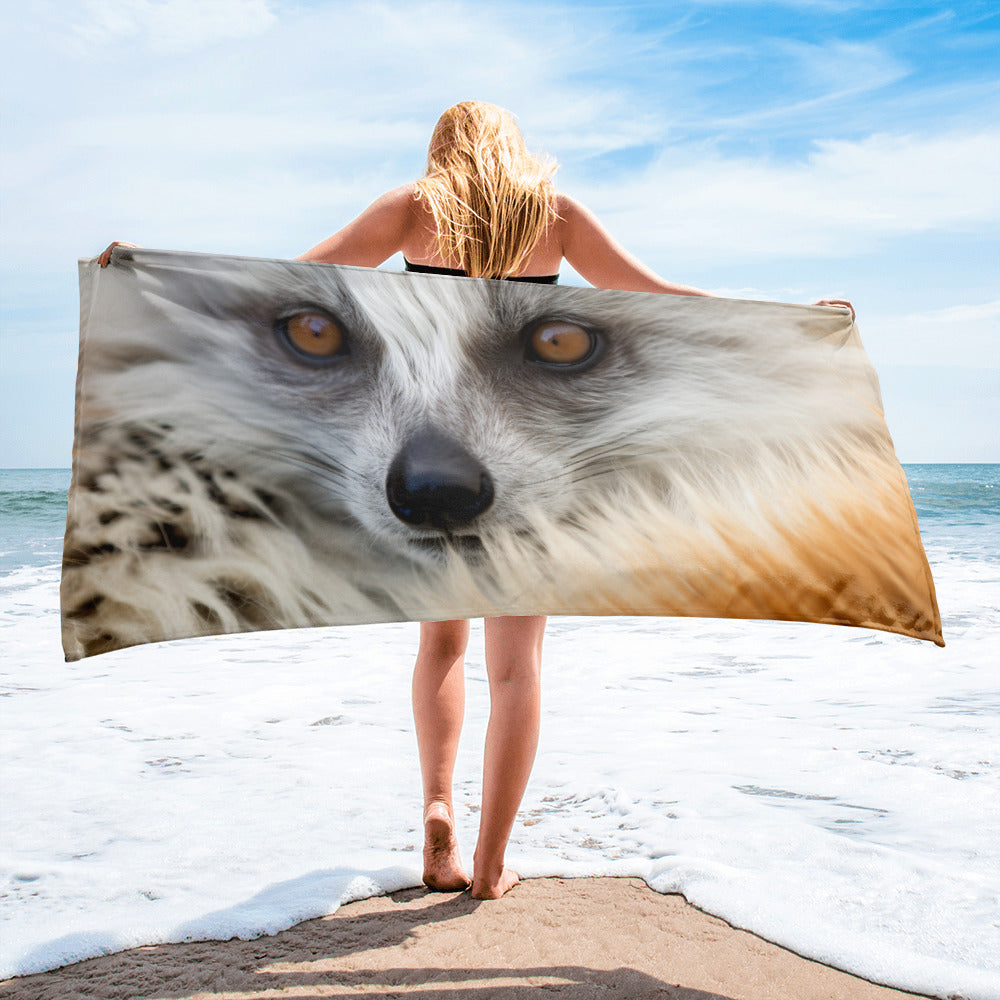 Intricate Lemur Fur Beach Towel by Visual Verse - Image 2