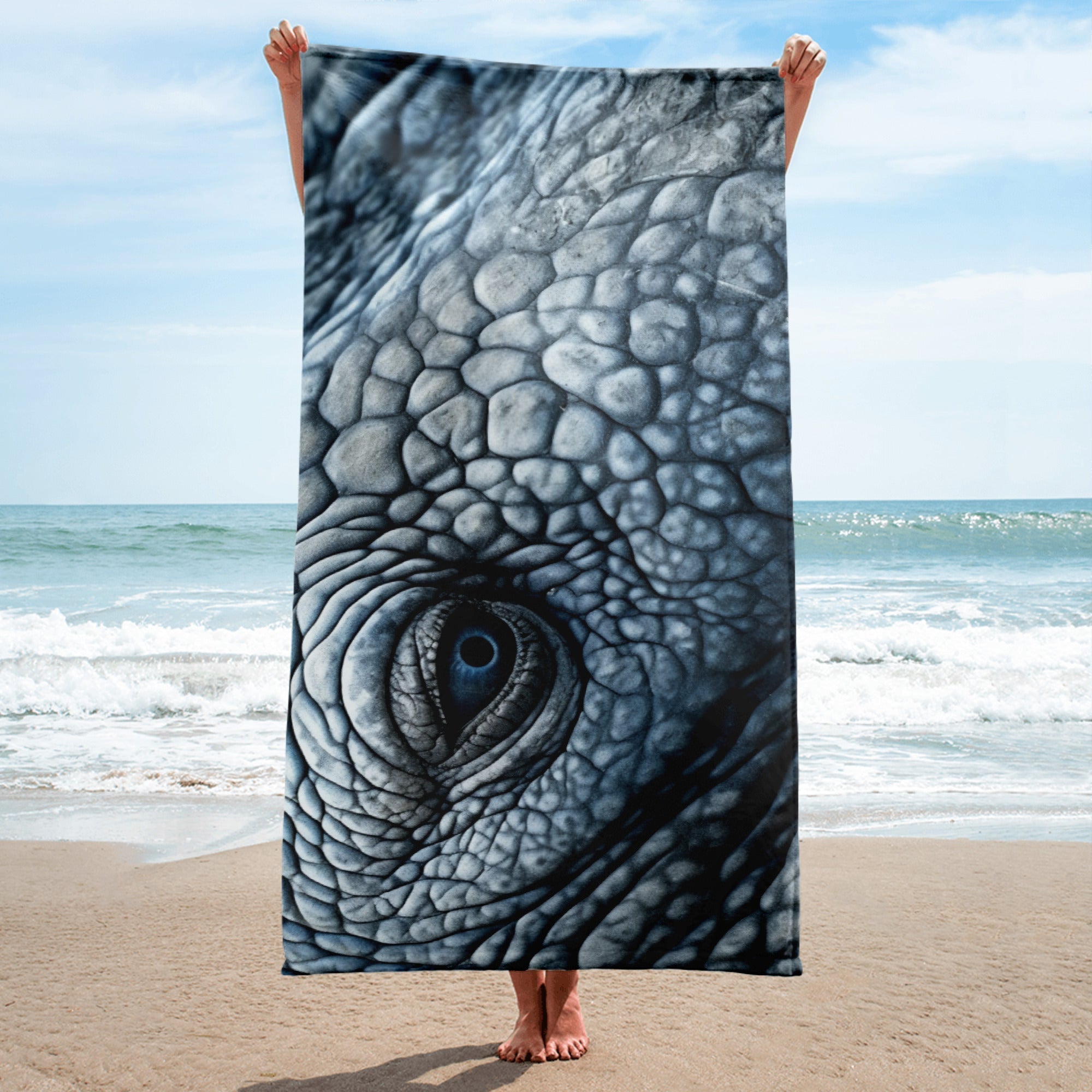 Intricate Manatee Skin Beach Towel by Visual Verse - Image 1