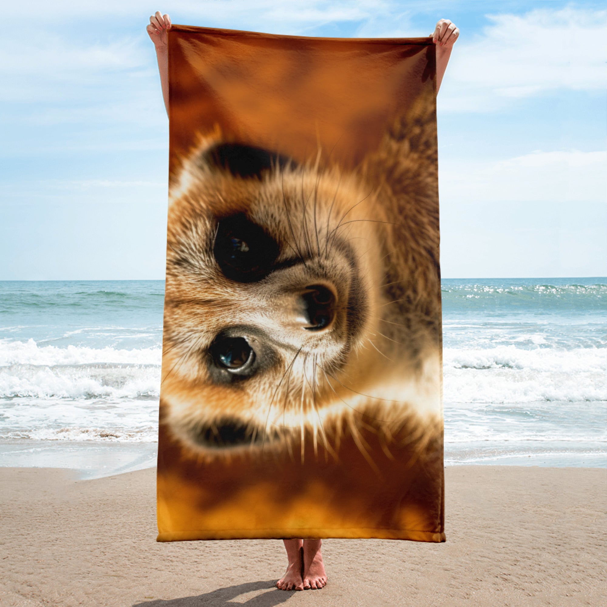 Intricate Meerkat Fur Beach Towel by Visual Verse - Image 1