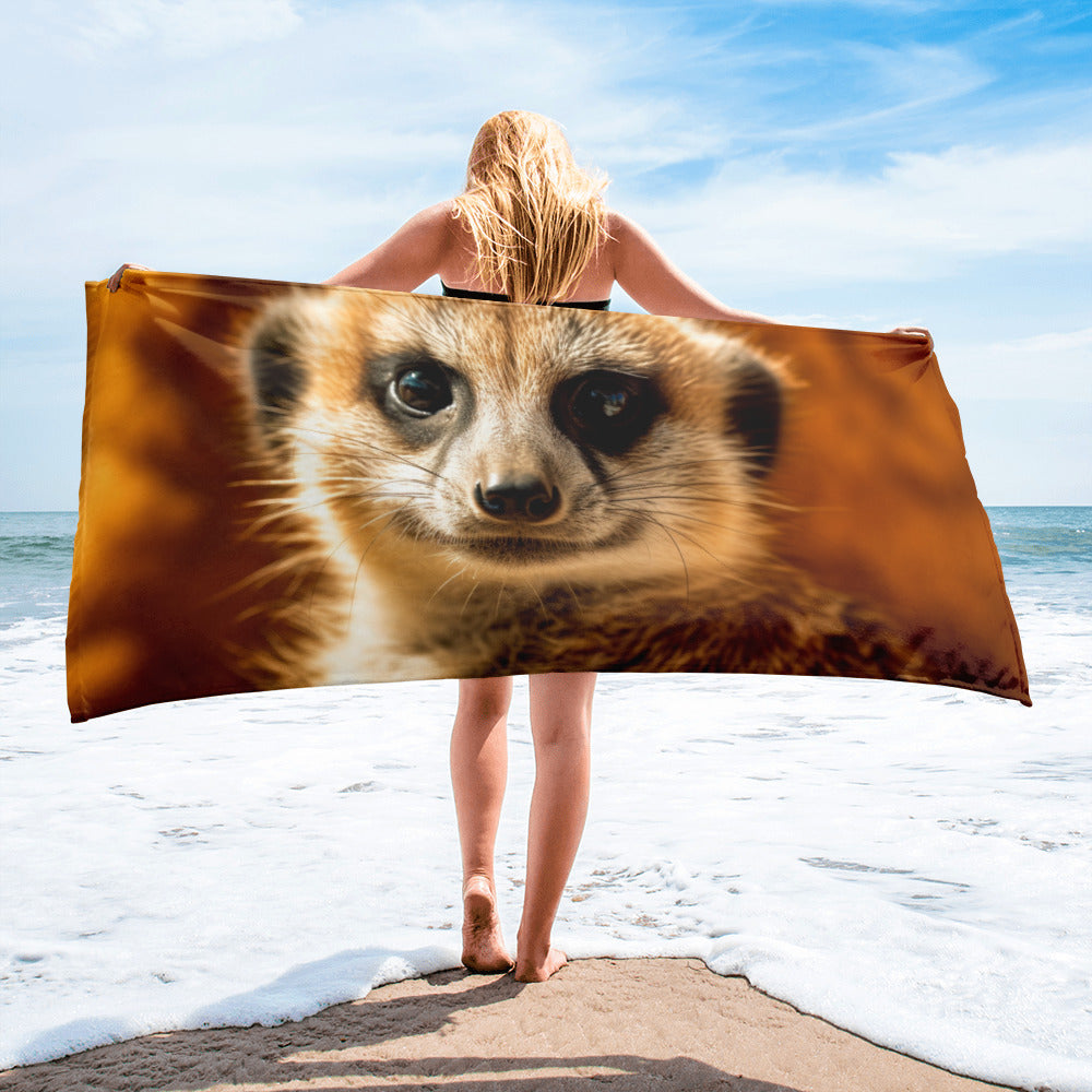 Intricate Meerkat Fur Beach Towel by Visual Verse - Image 2