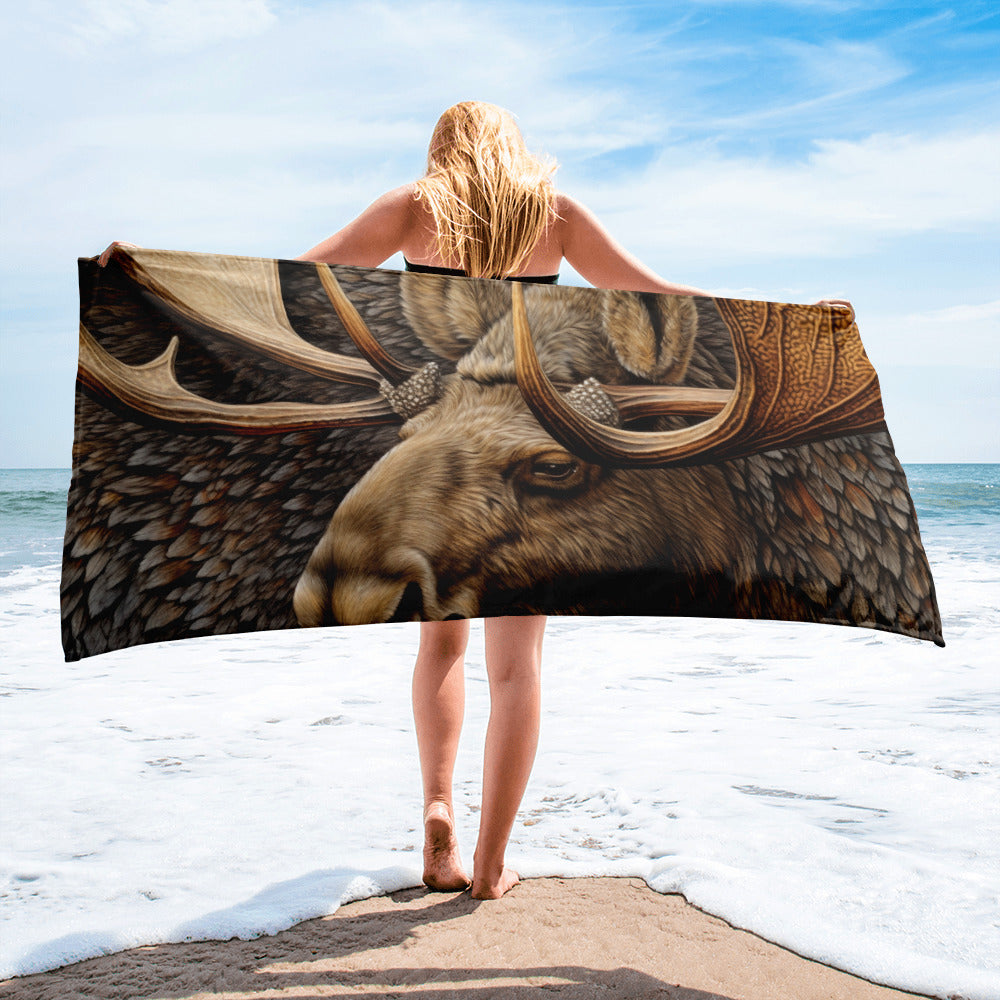 Intricate Moose Fur Beach Towel by Visual Verse - Image 2