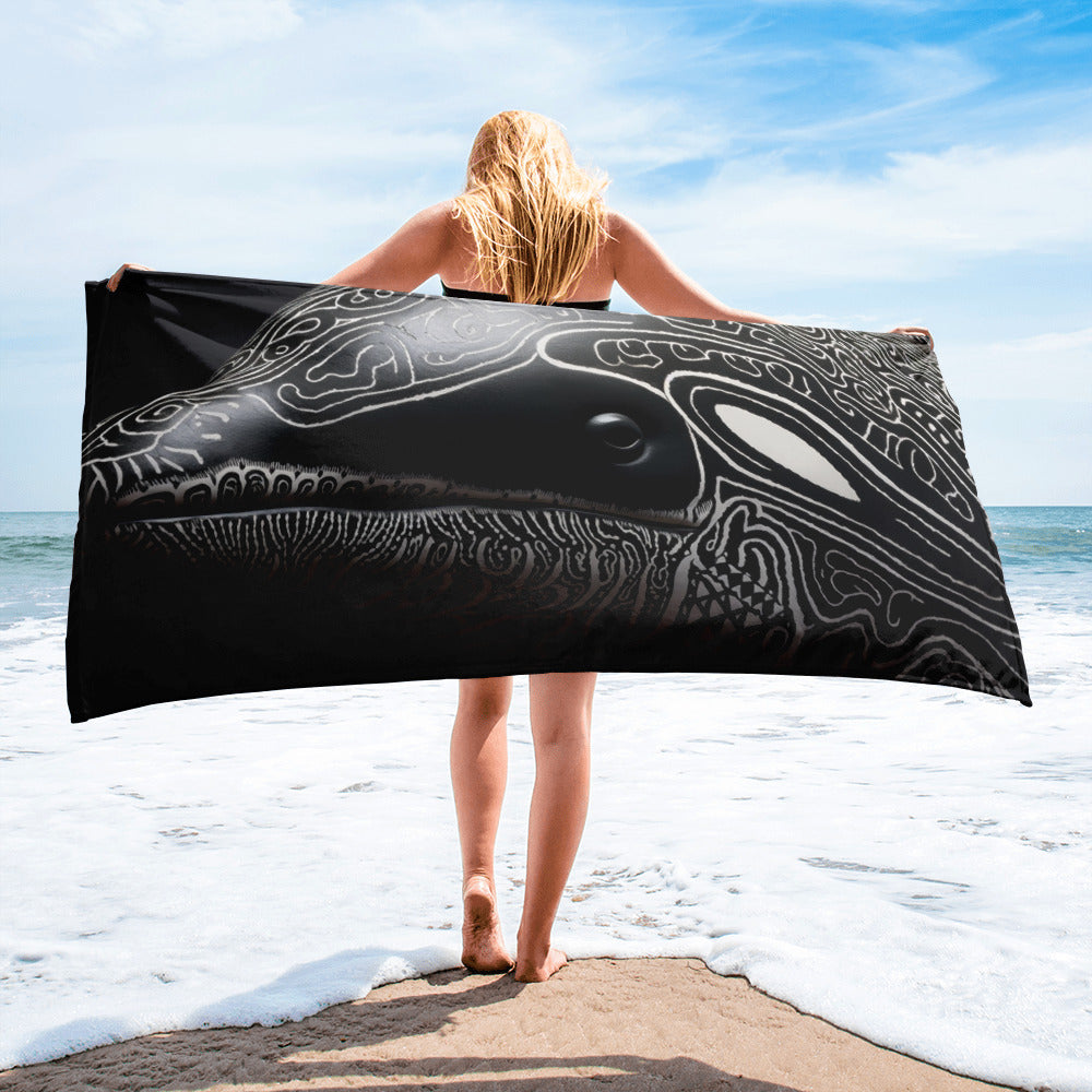 Intricate Orca Skin Beach Towel by Visual Verse - Image 2