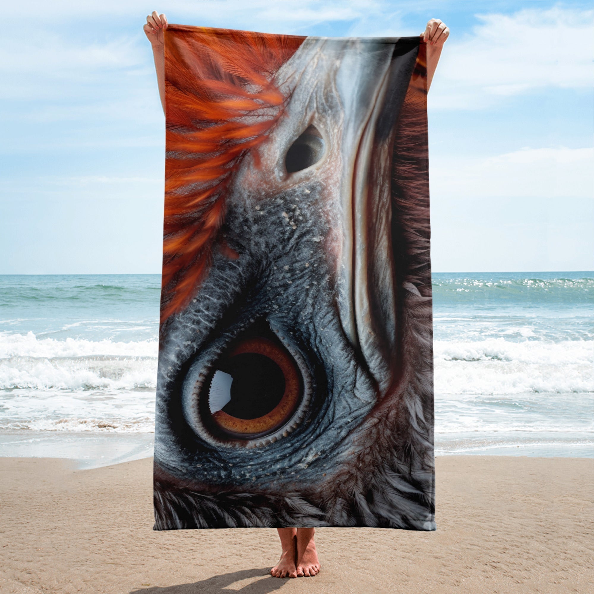 Intricate Ostrich Feather Beach Towel by Visual Verse - Image 1