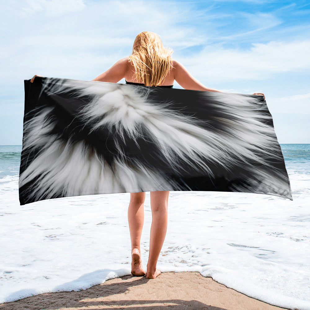 Intricate Panda Fur Beach Towel by Visual Verse - Image 2