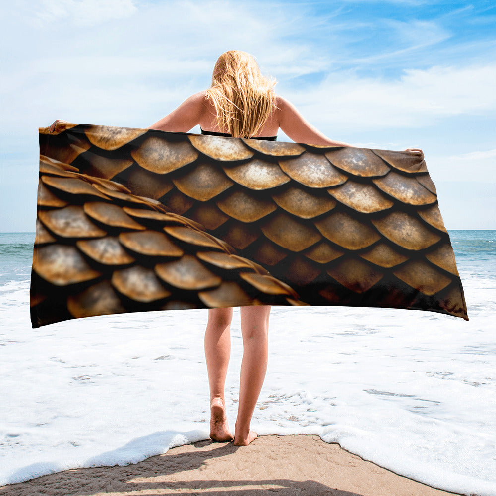 Intricate Patterned Pangolin Scale Beach Towel by Visual Verse - Image 2