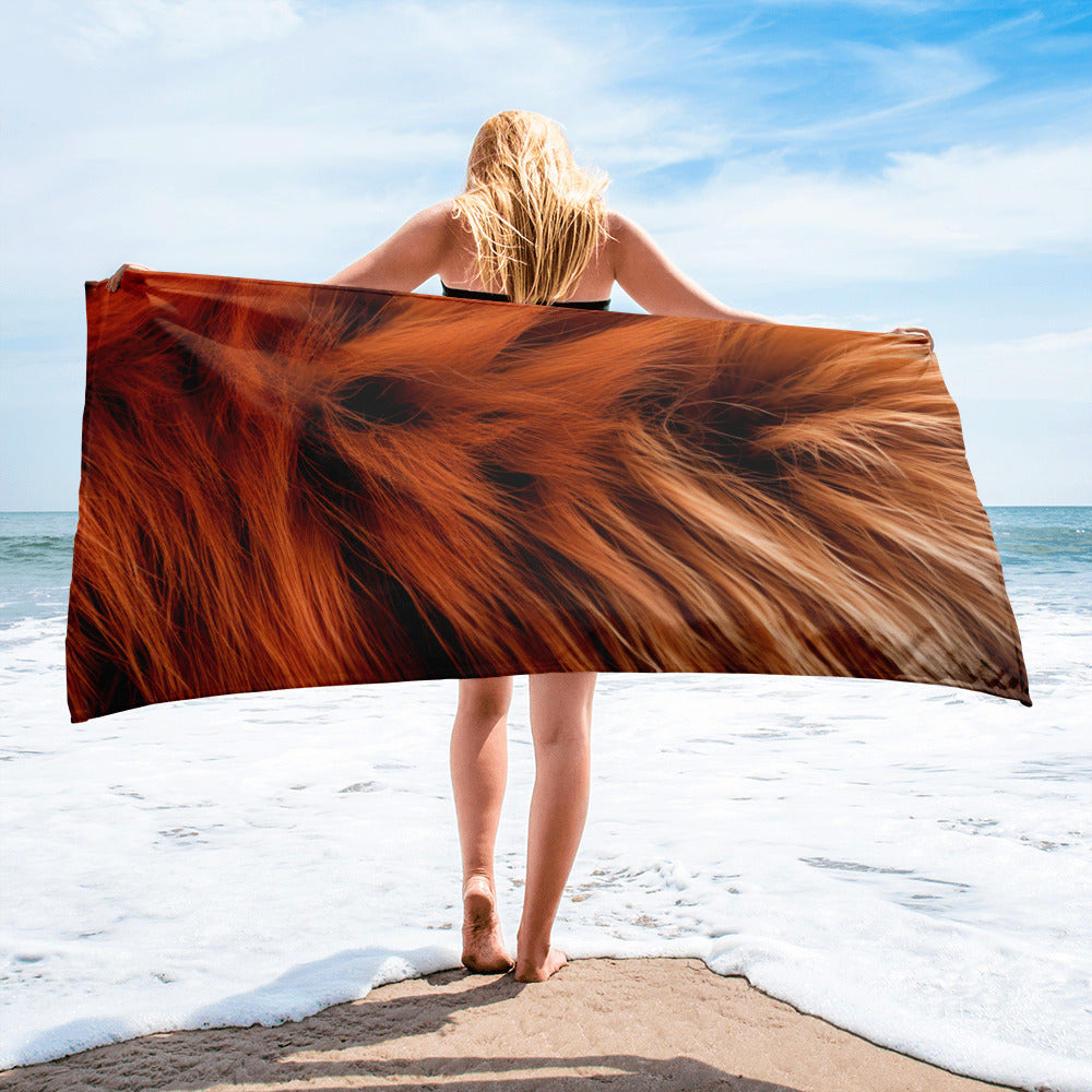 Intricate Red Panda Fur Beach Towel by Visual Verse - Image 2