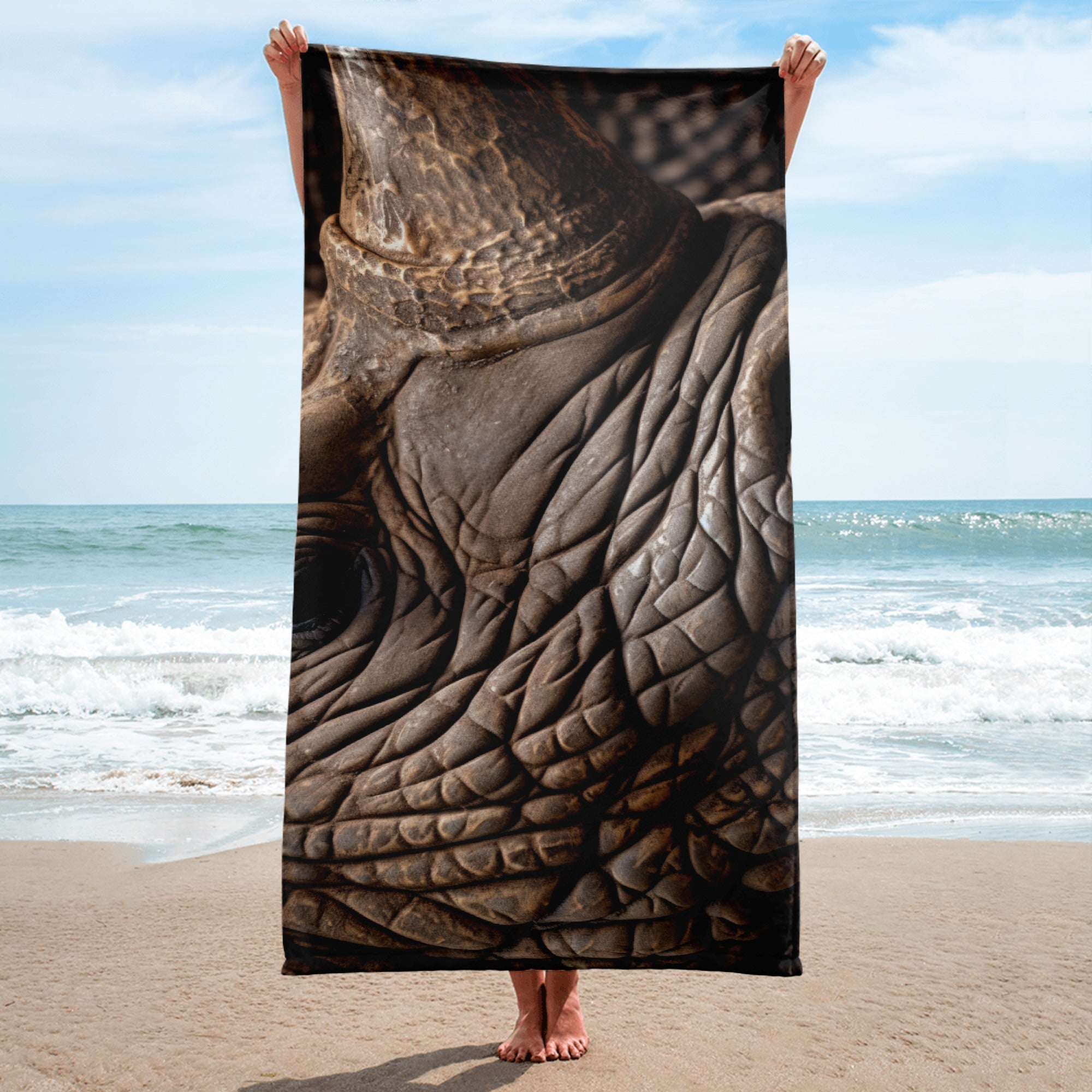 Intricate Rhino Skin Beach Towel by Visual Verse - Image 1