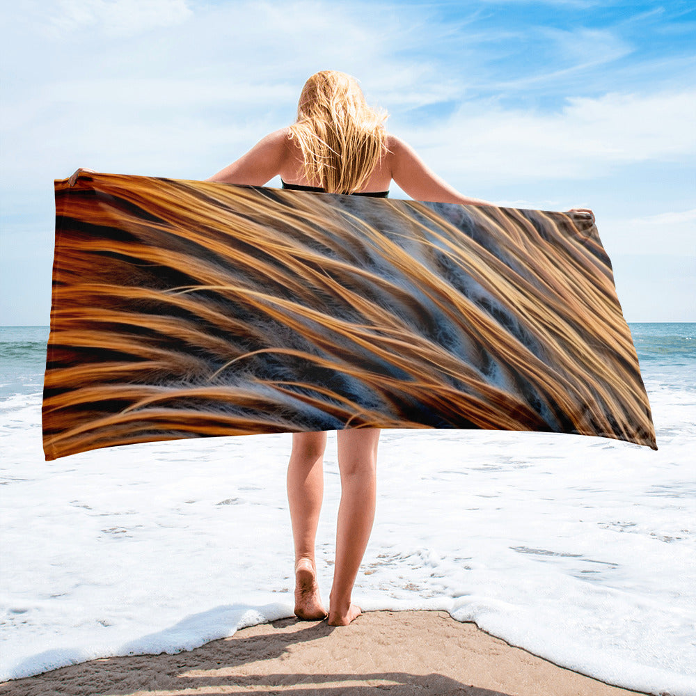 Intricate Sea Lion Fur Beach Towel by Visual Verse - Image 2