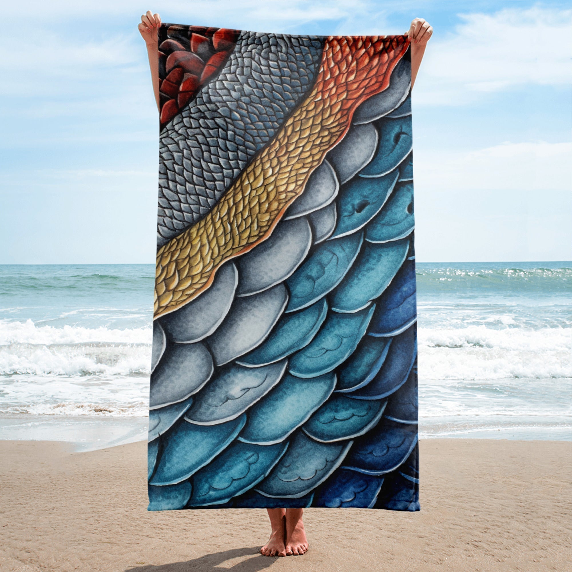 Intricate Shark Skin Beach Towel by Visual Verse - Image 1