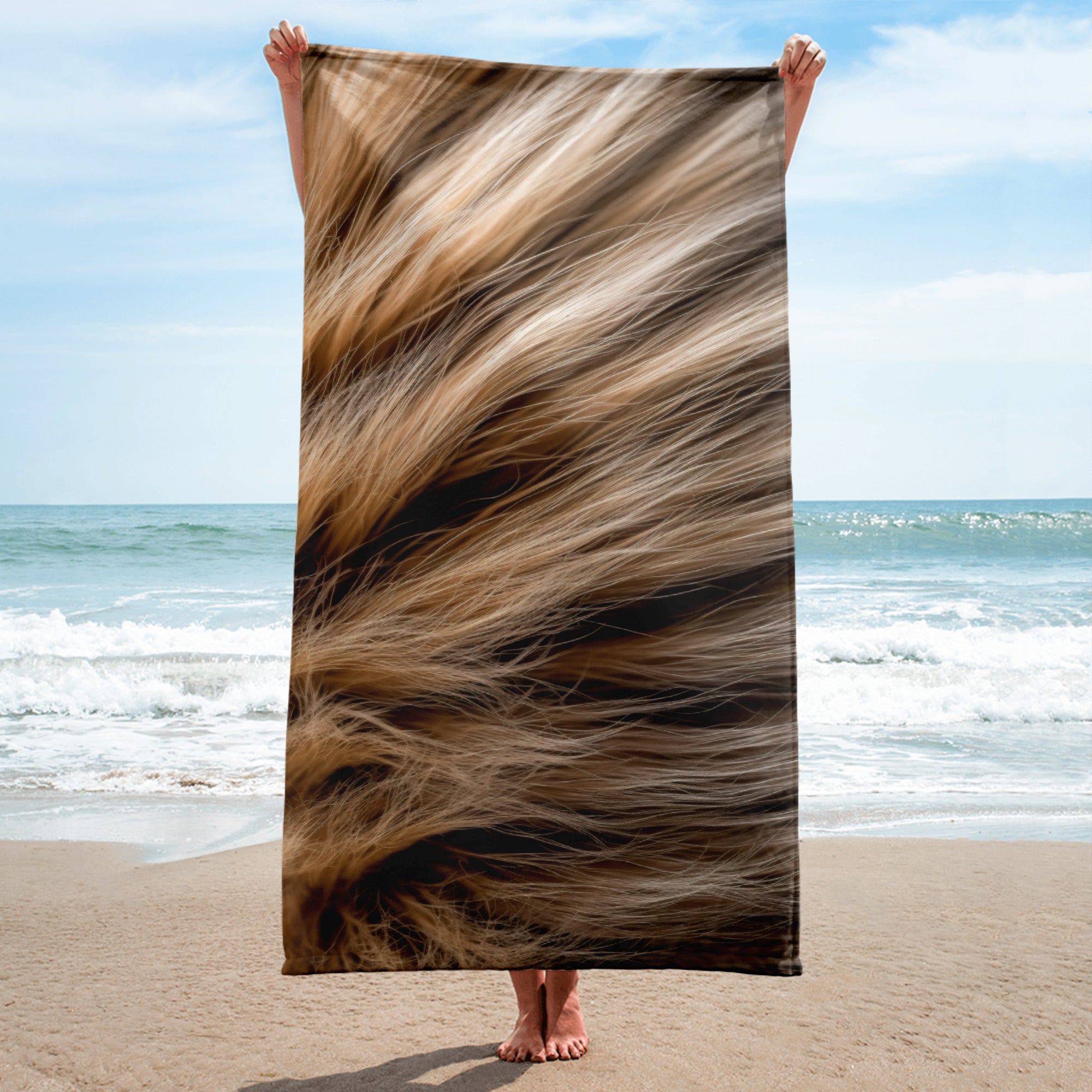 Intricate Squirrel Fur Beach Towel by Visual Verse - Image 1