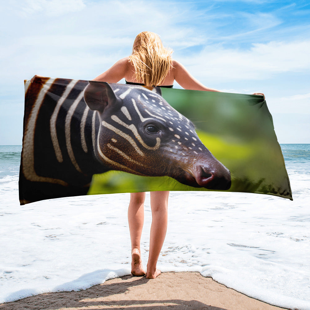 Intricate Tapir Skin Beach Towel by Visual Verse - Image 2