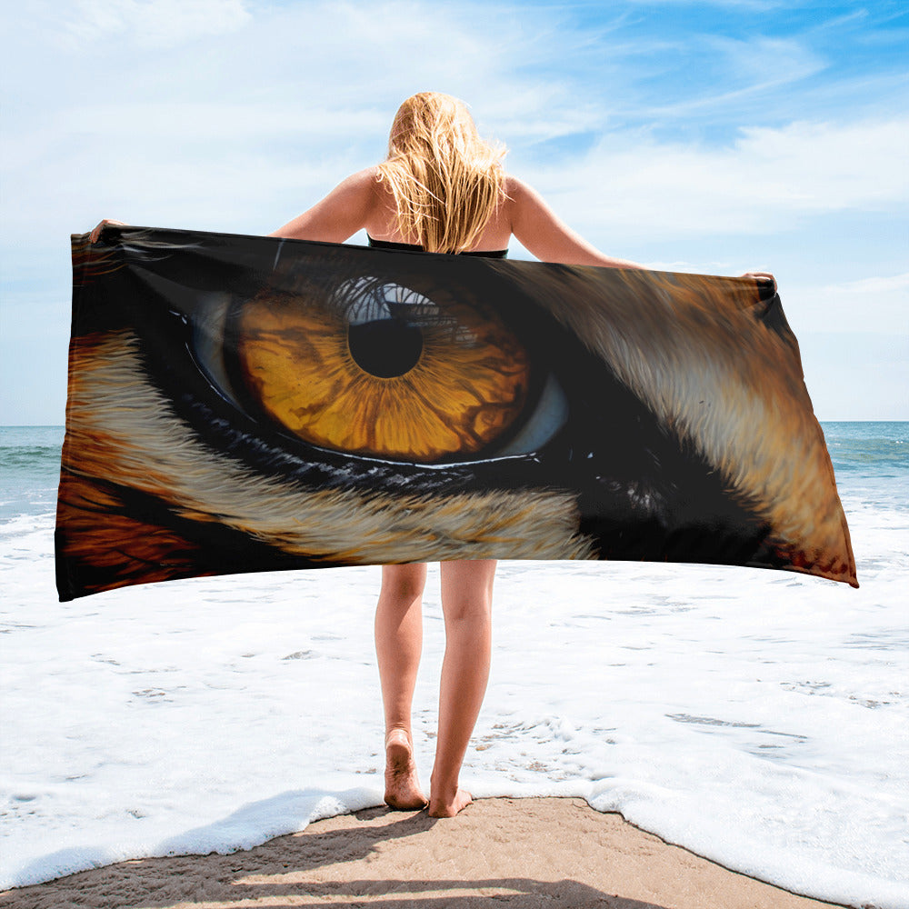 Intricate Tiger Eye Beach Towel by Visual Verse - Image 2