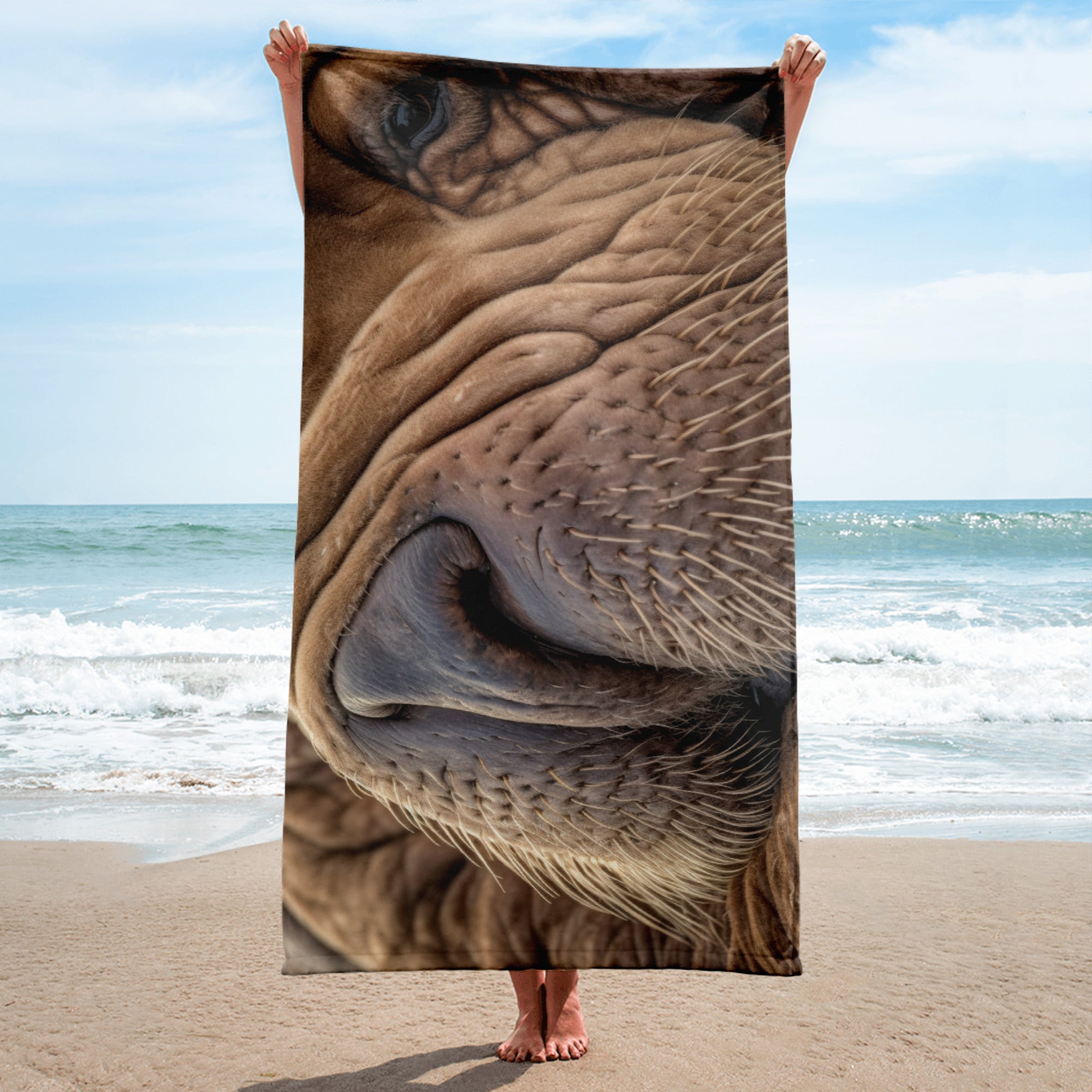 Intricate Walrus Skin Beach Towel by Visual Verse - Image 1