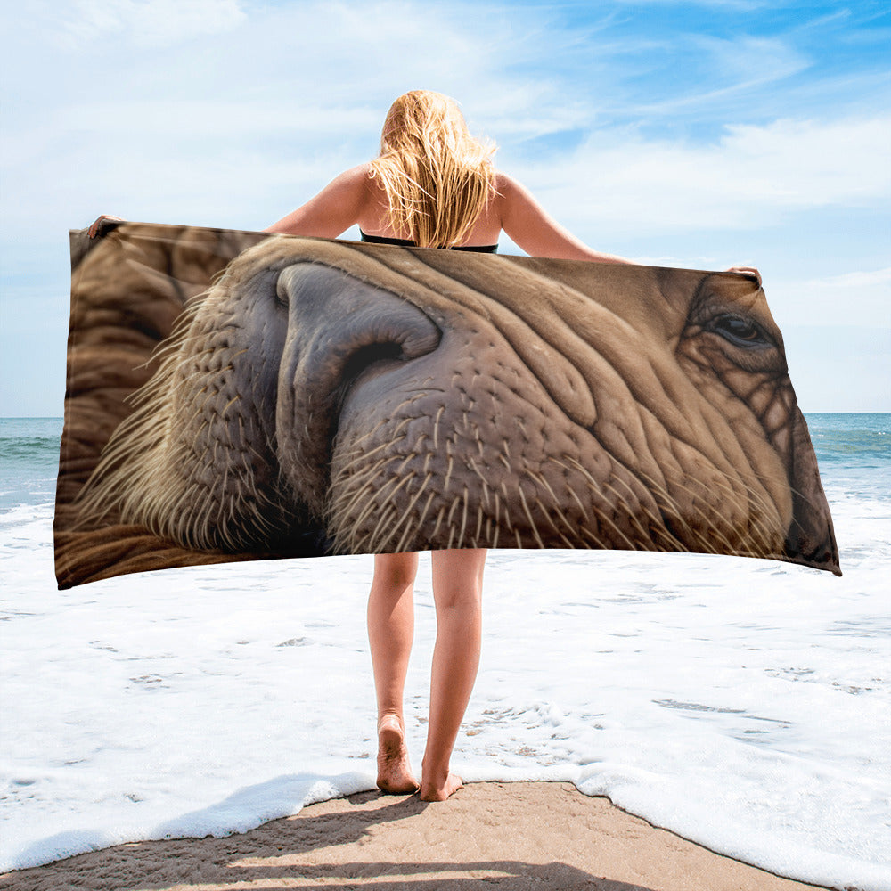 Intricate Walrus Skin Beach Towel by Visual Verse - Image 2