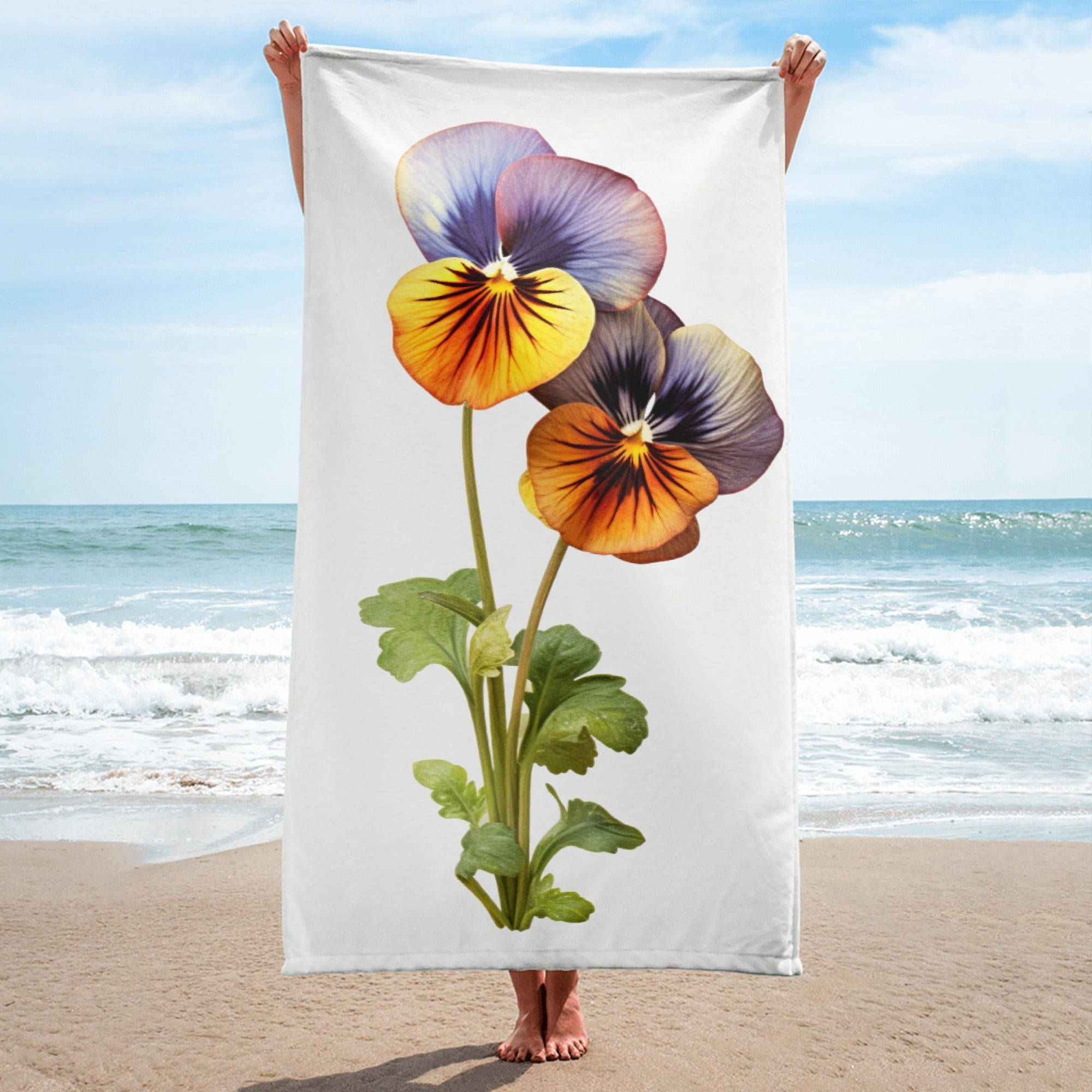 Johnny Jump Up Flower Beach Towel by Visual Verse - Image 1