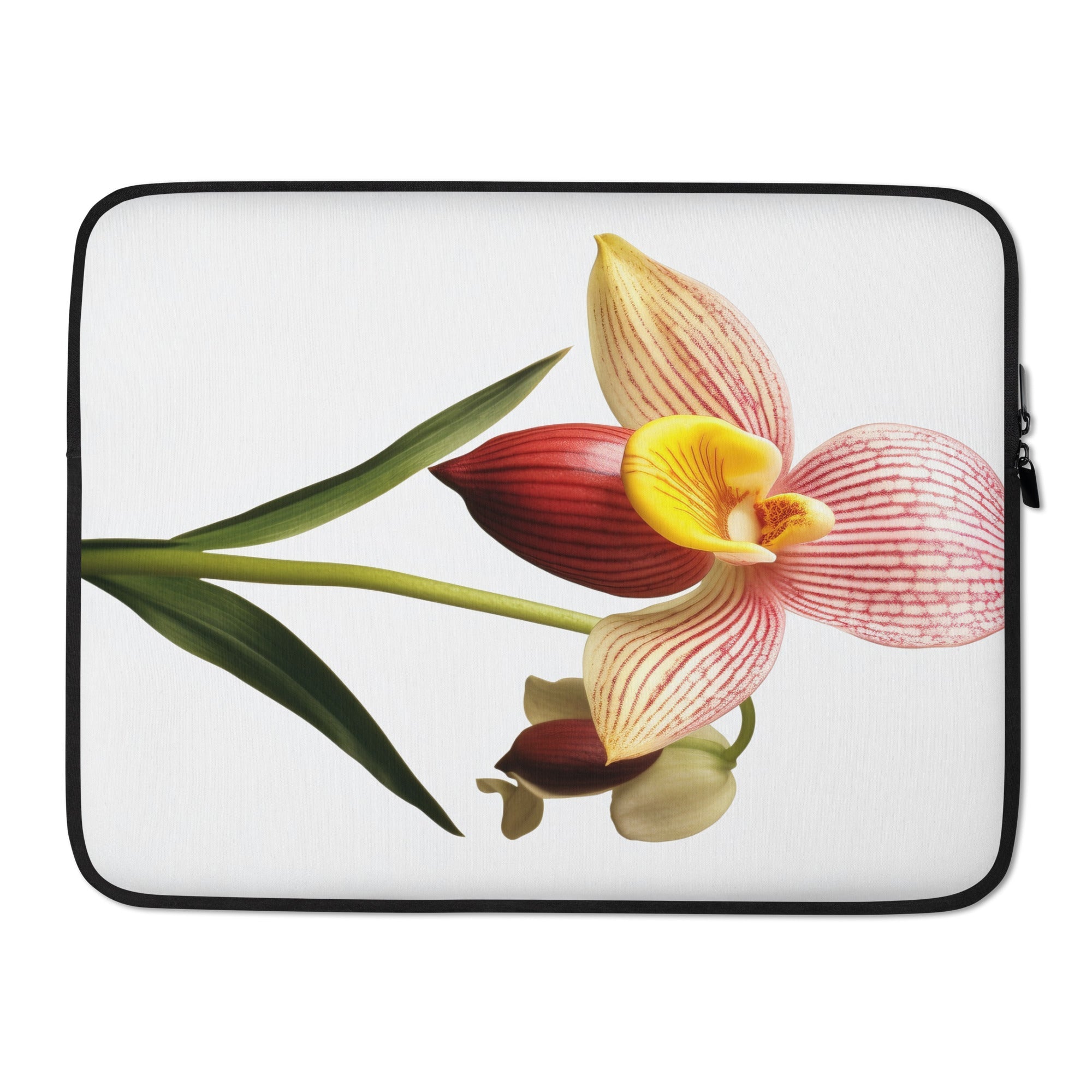 Ladys Slipper Orchid Flower Laptop Sleeve by Visual Verse - Image 1