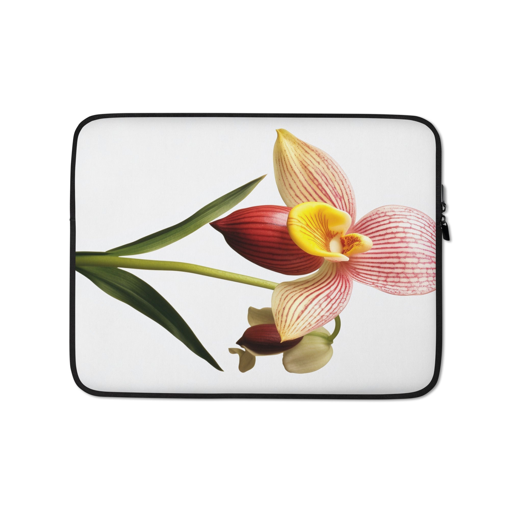 Ladys Slipper Orchid Flower Laptop Sleeve by Visual Verse - Image 2