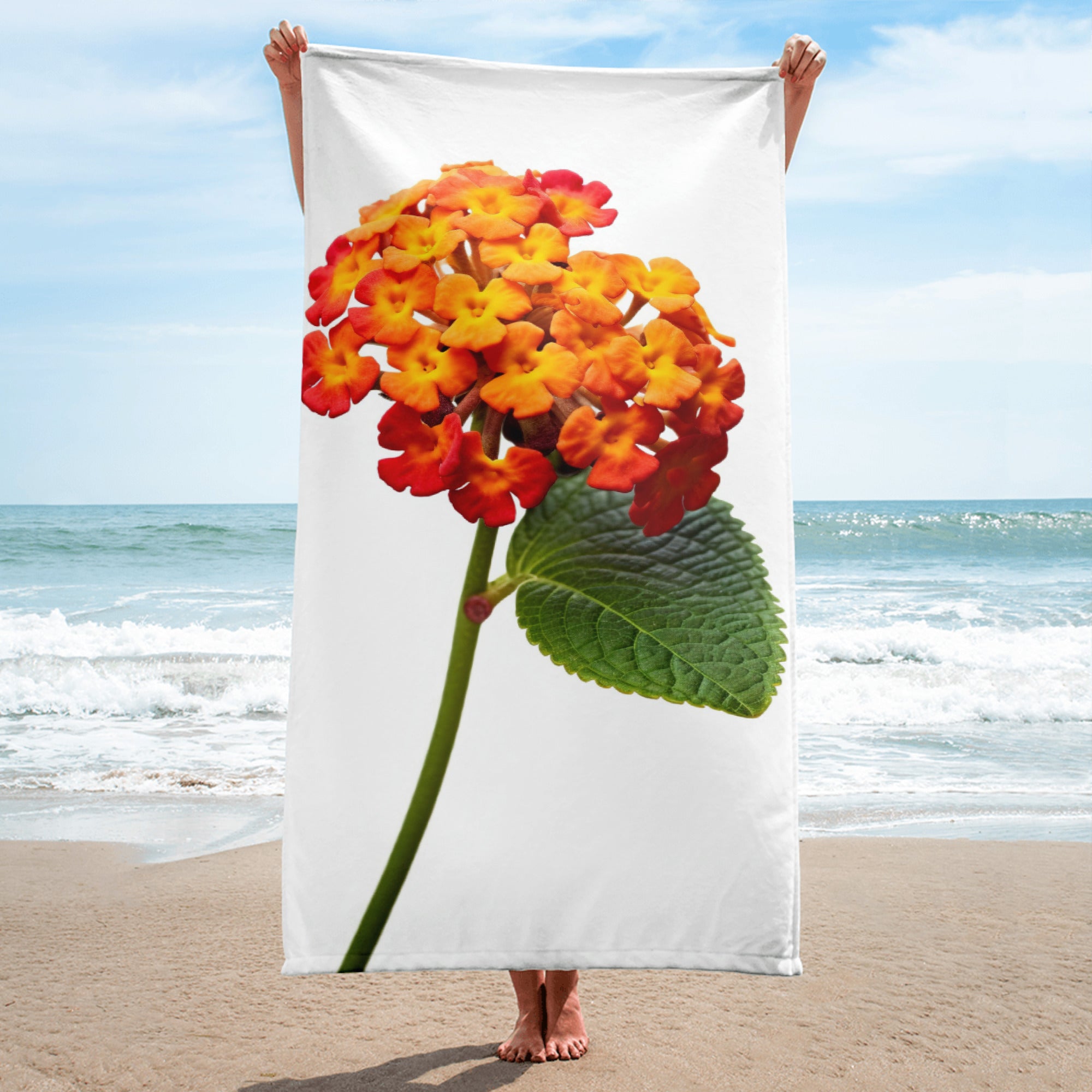 Lantana Flower Beach Towel by Visual Verse - Image 1