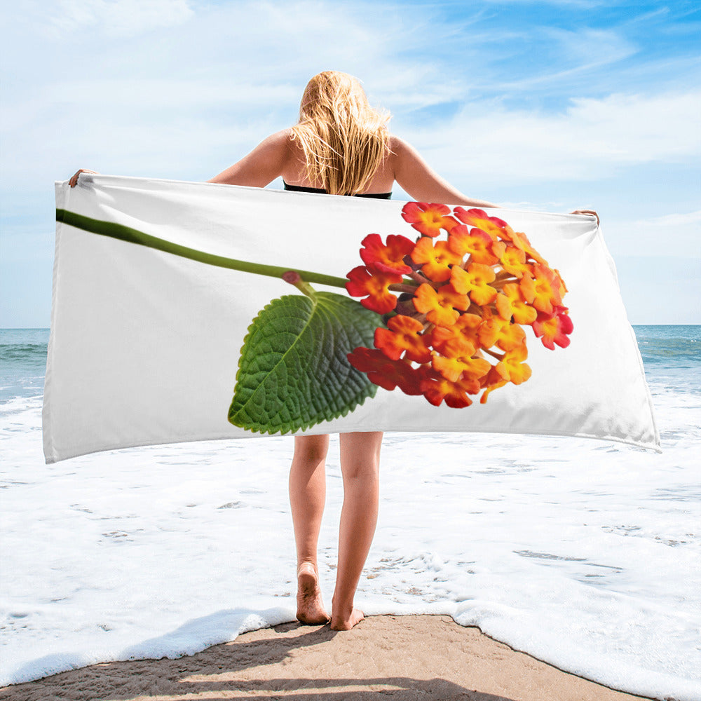 Lantana Flower Beach Towel by Visual Verse - Image 2