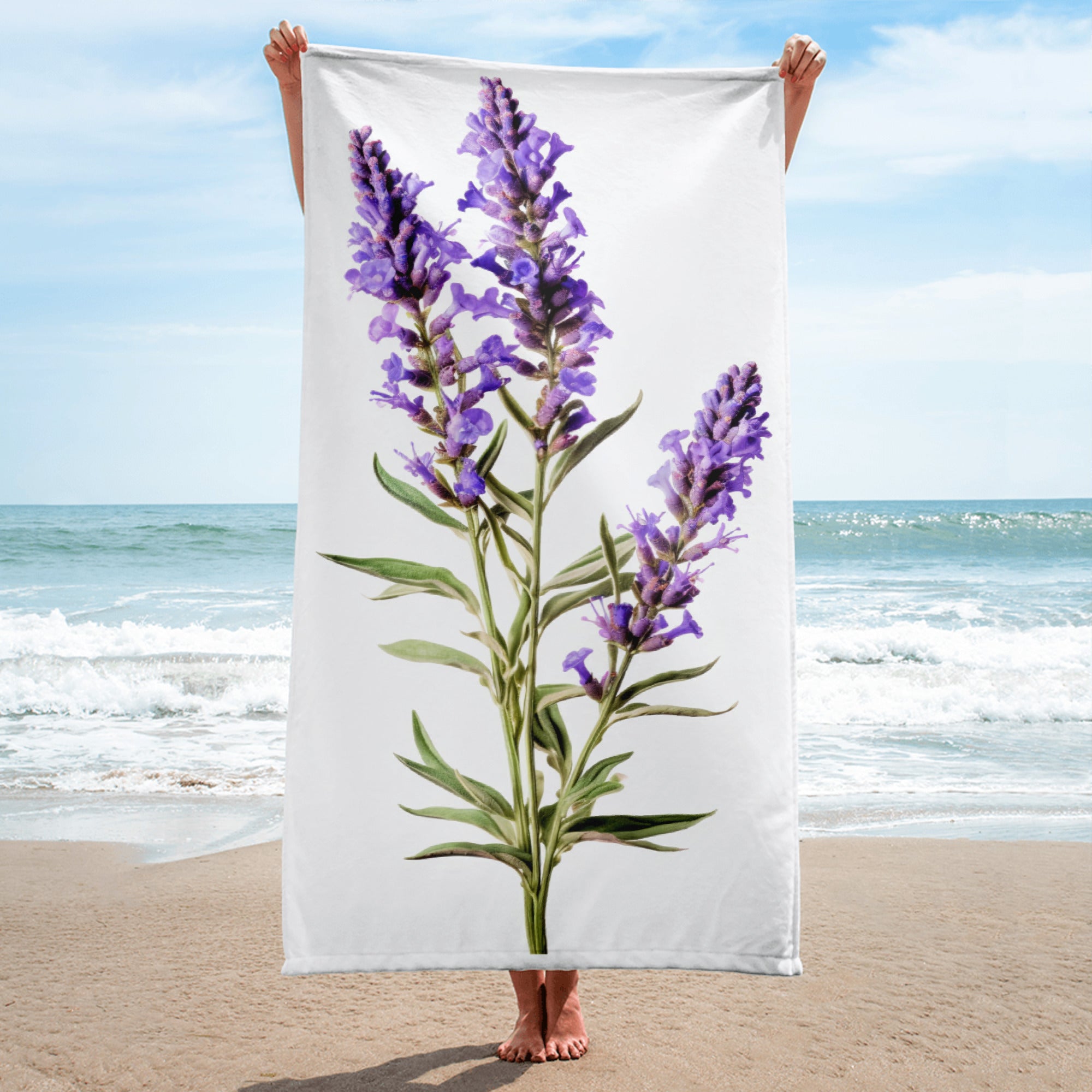 Lavender Flower Beach Towel by Visual Verse - Image 1