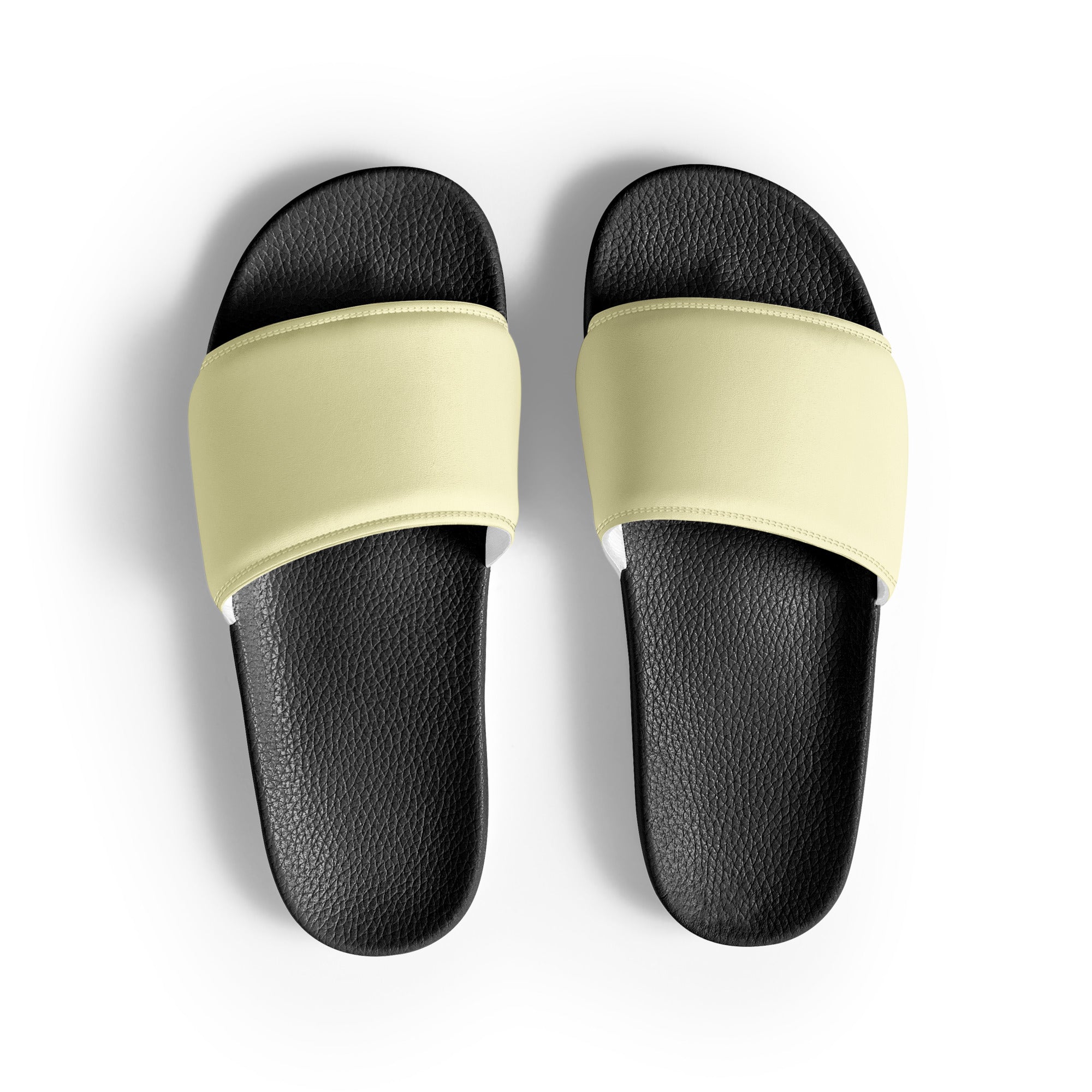 Lemon Chiffon Color Men's Slides by Visual Verse - Image 1