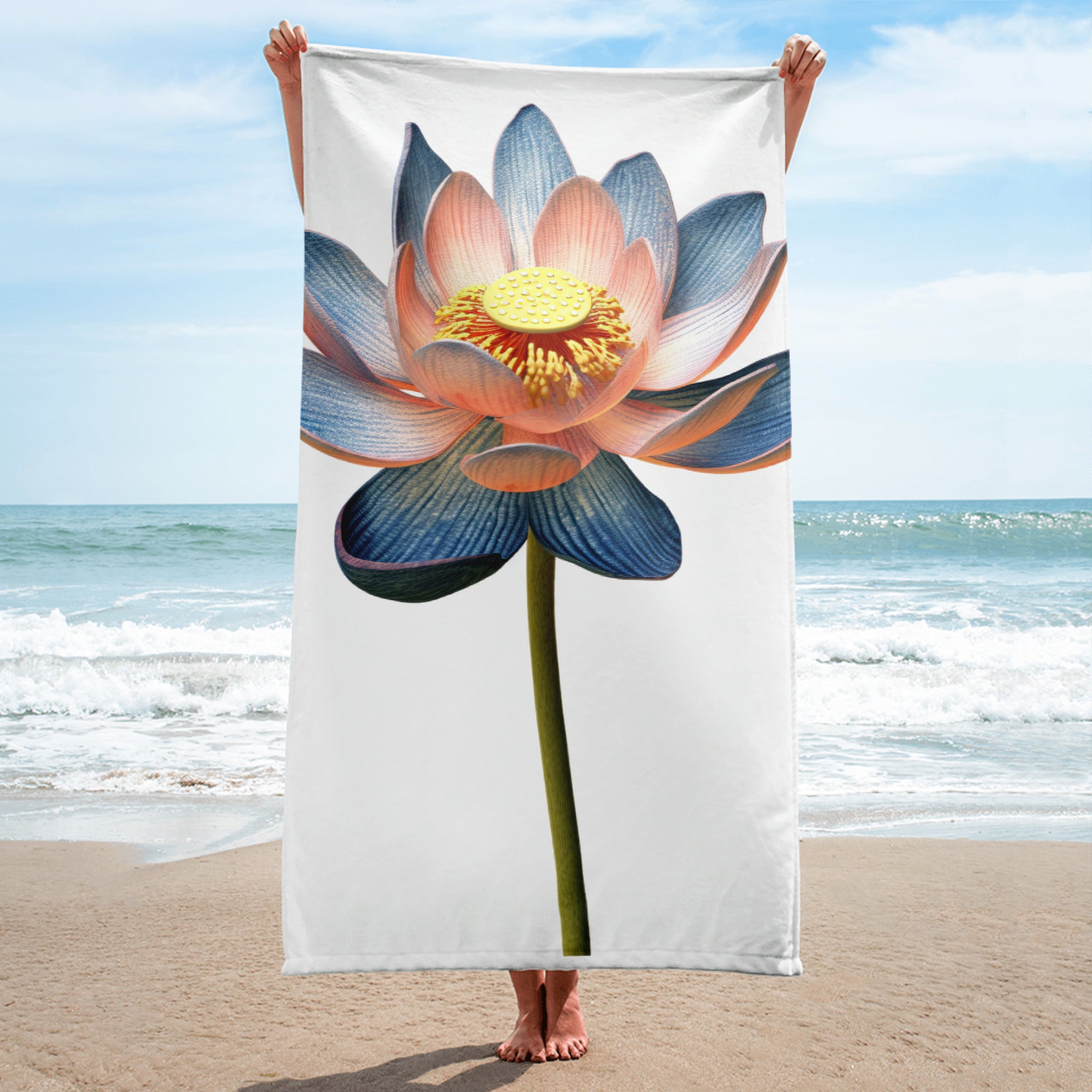 Lotus Flower Beach Towel by Visual Verse - Image 1