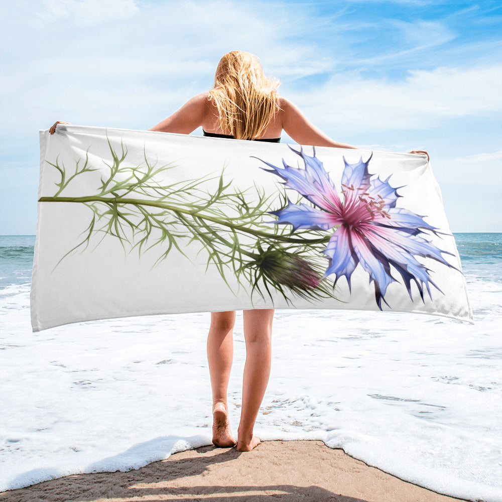 Love-in-a-Mist Flower Beach Towel by Visual Verse - Image 2