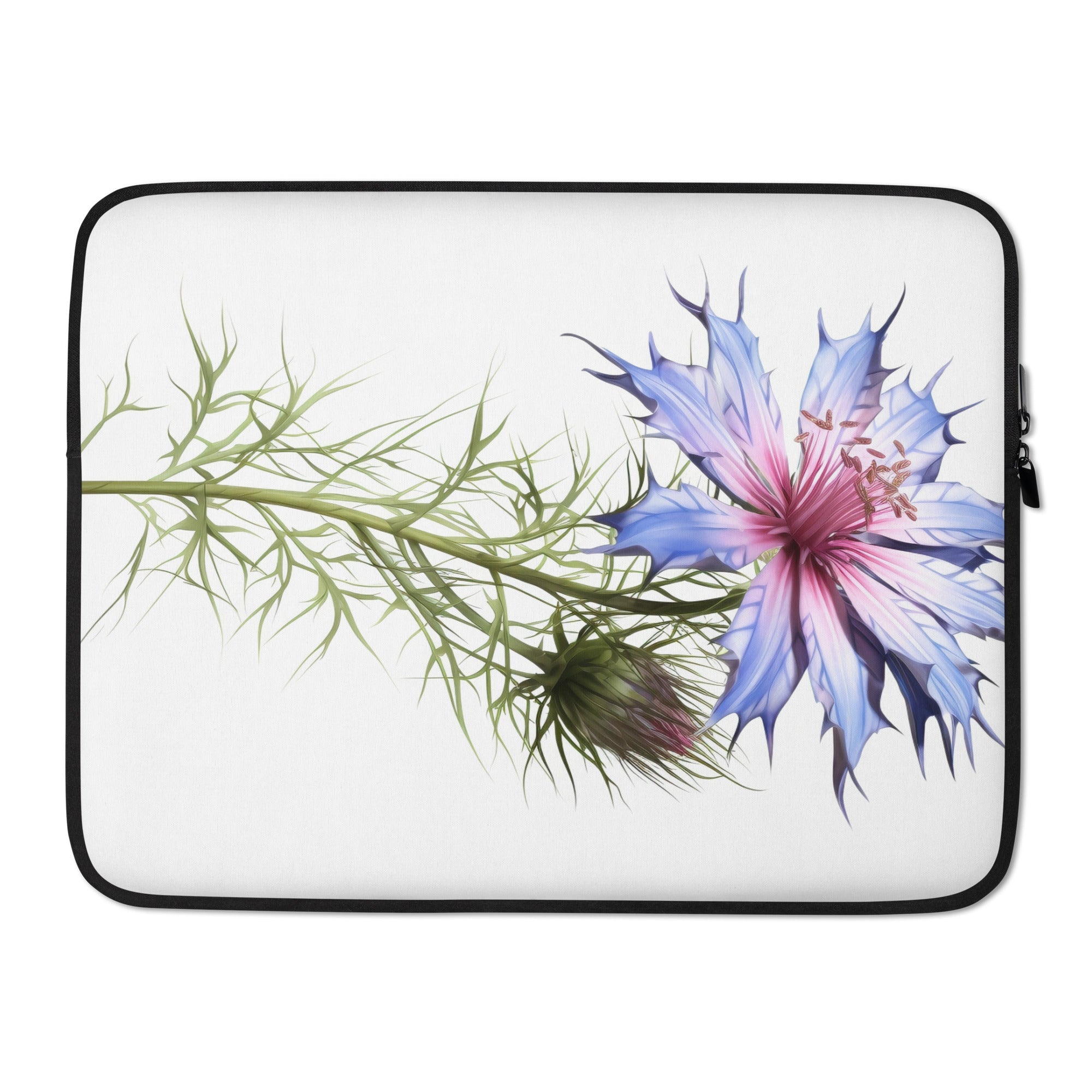 Love-In-A-Mist Flower Laptop Sleeve by Visual Verse - Image 1