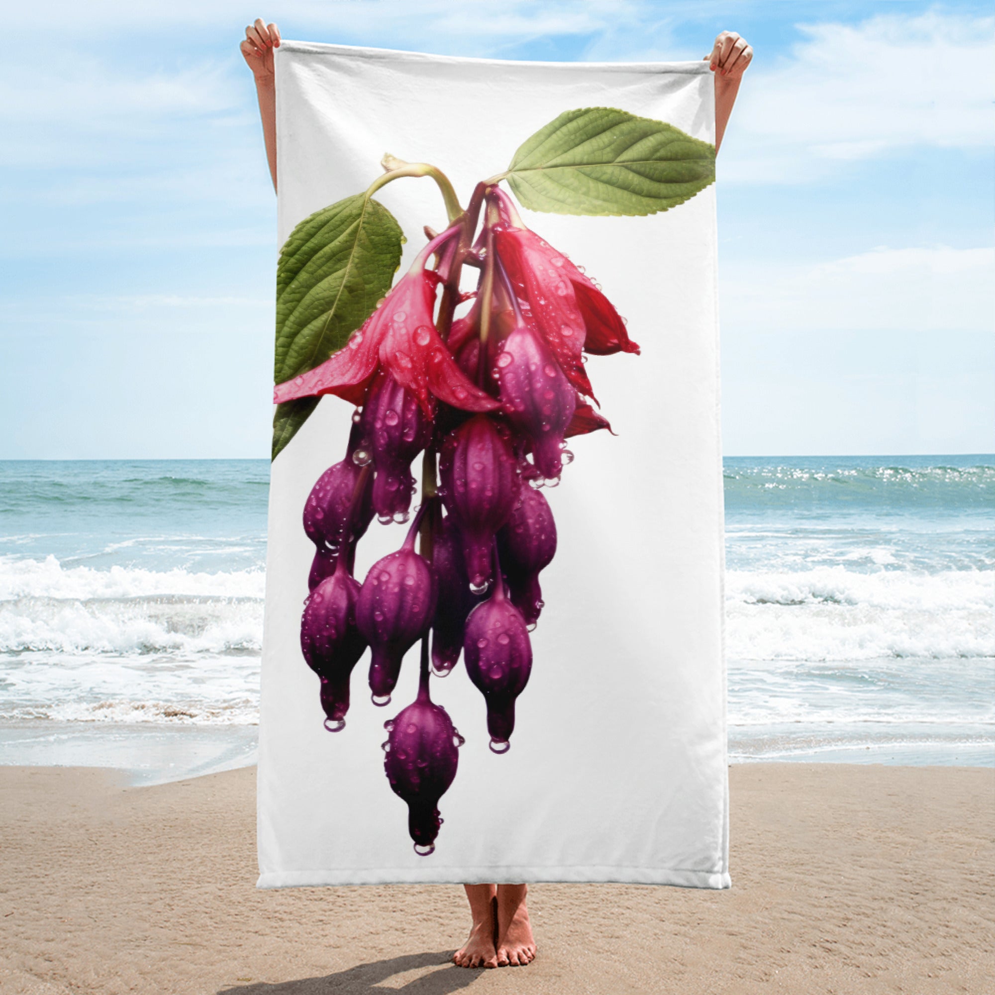 Love Lies Bleeding Flower Beach Towel by Visual Verse - Image 1