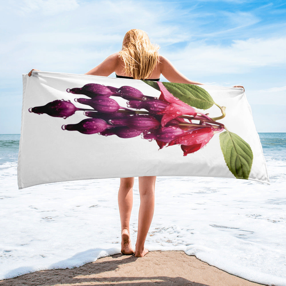 Love Lies Bleeding Flower Beach Towel by Visual Verse - Image 2